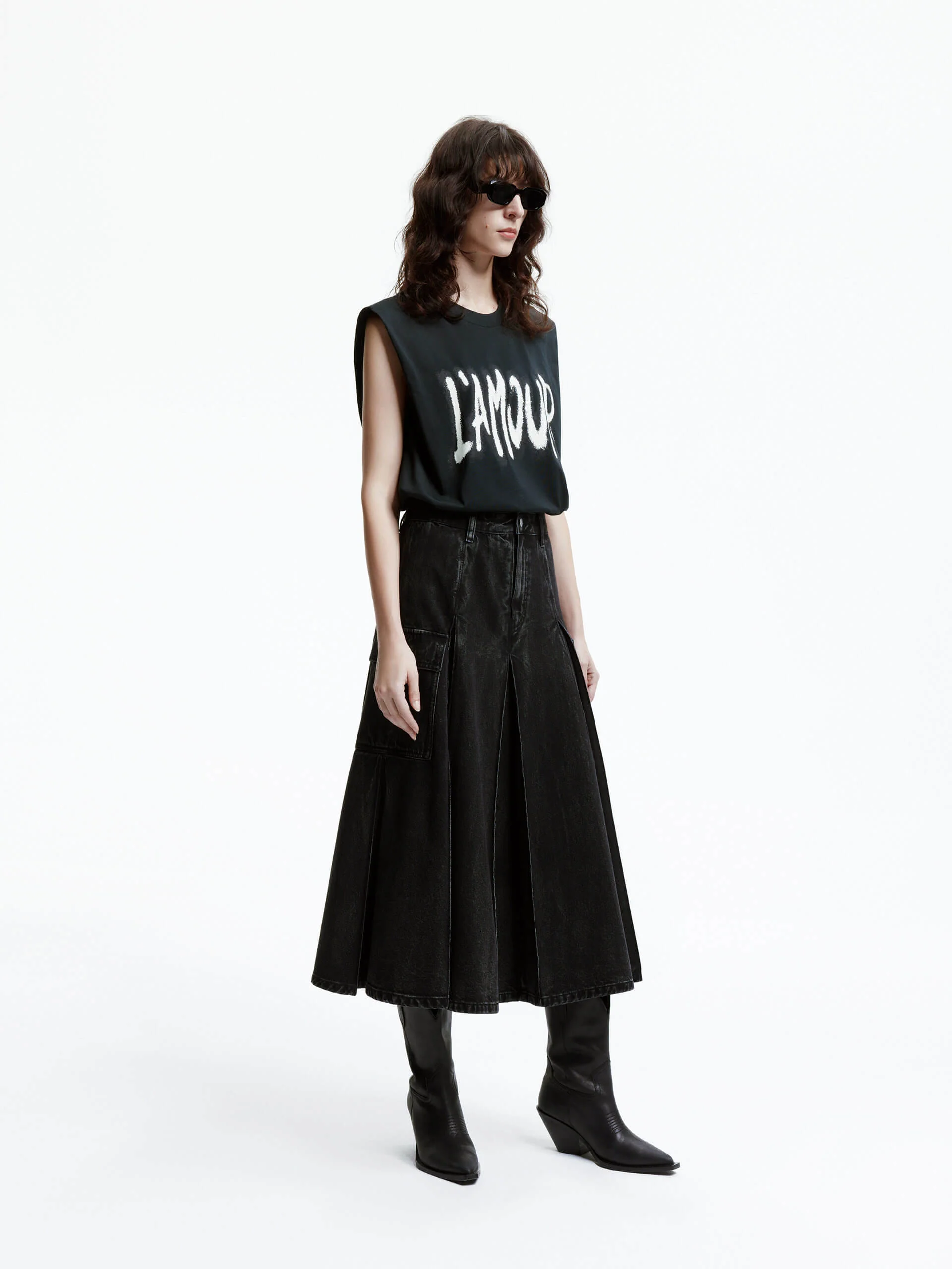 A-line Denim Midi Skirt - Image 2
