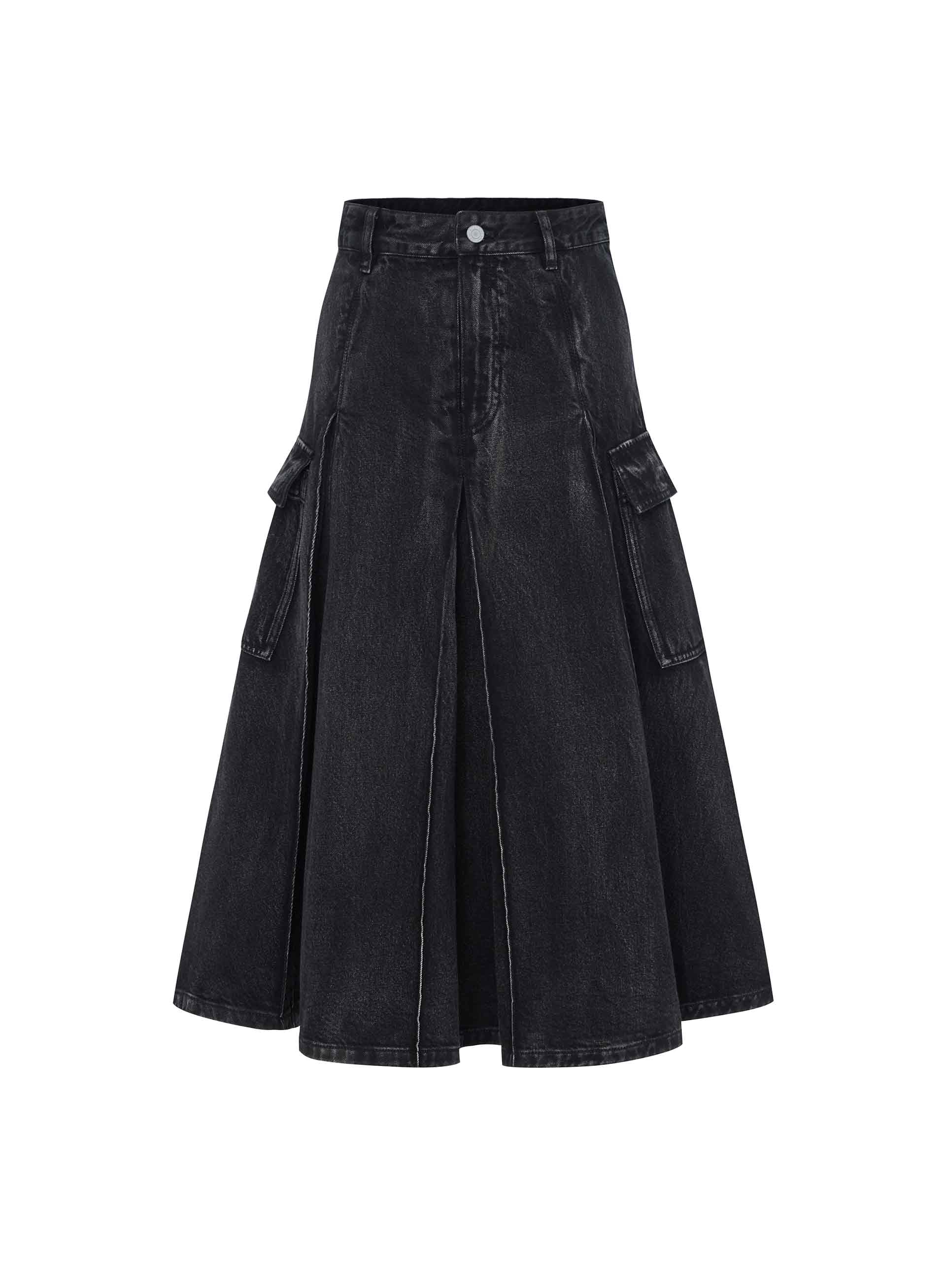A-line Denim Midi Skirt - Image 4