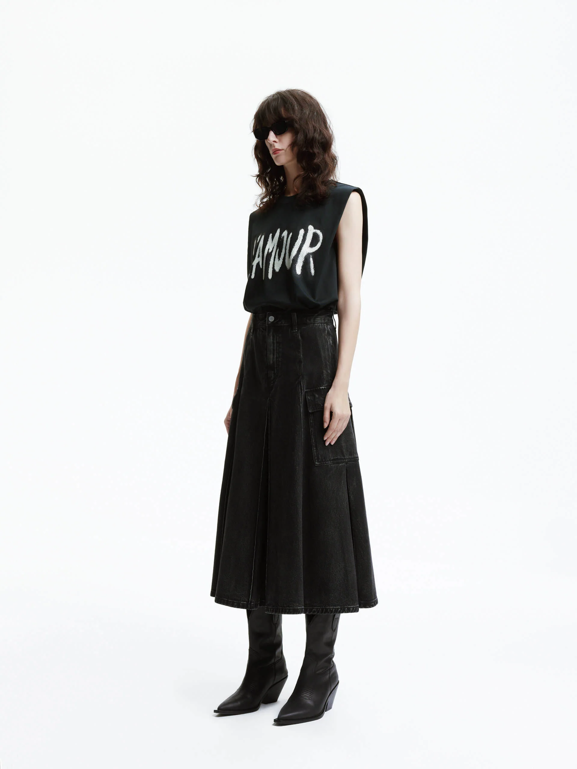A-line Denim Midi Skirt - Image 7