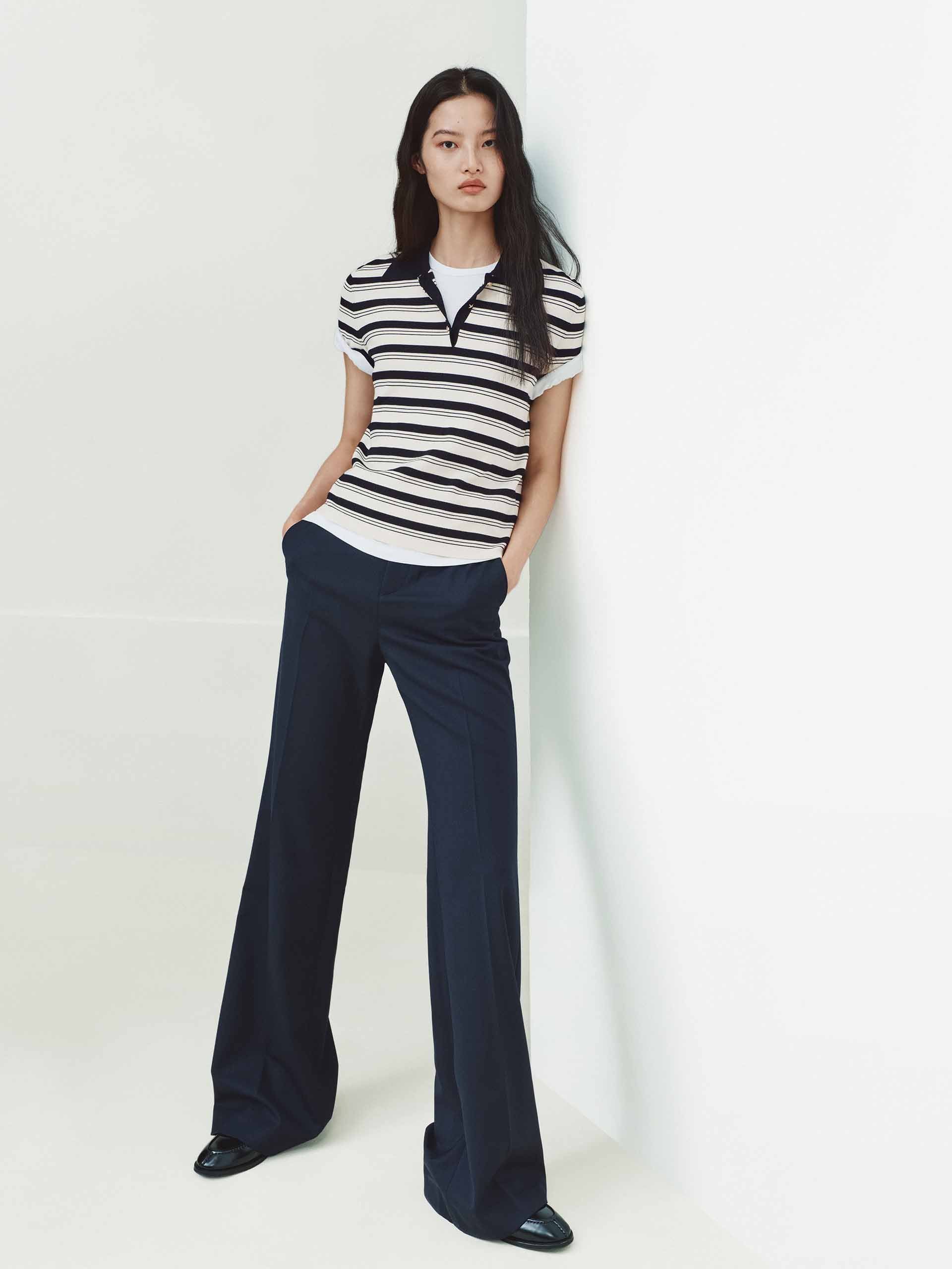 Adjustable Tab Flare Trousers - Image 2
