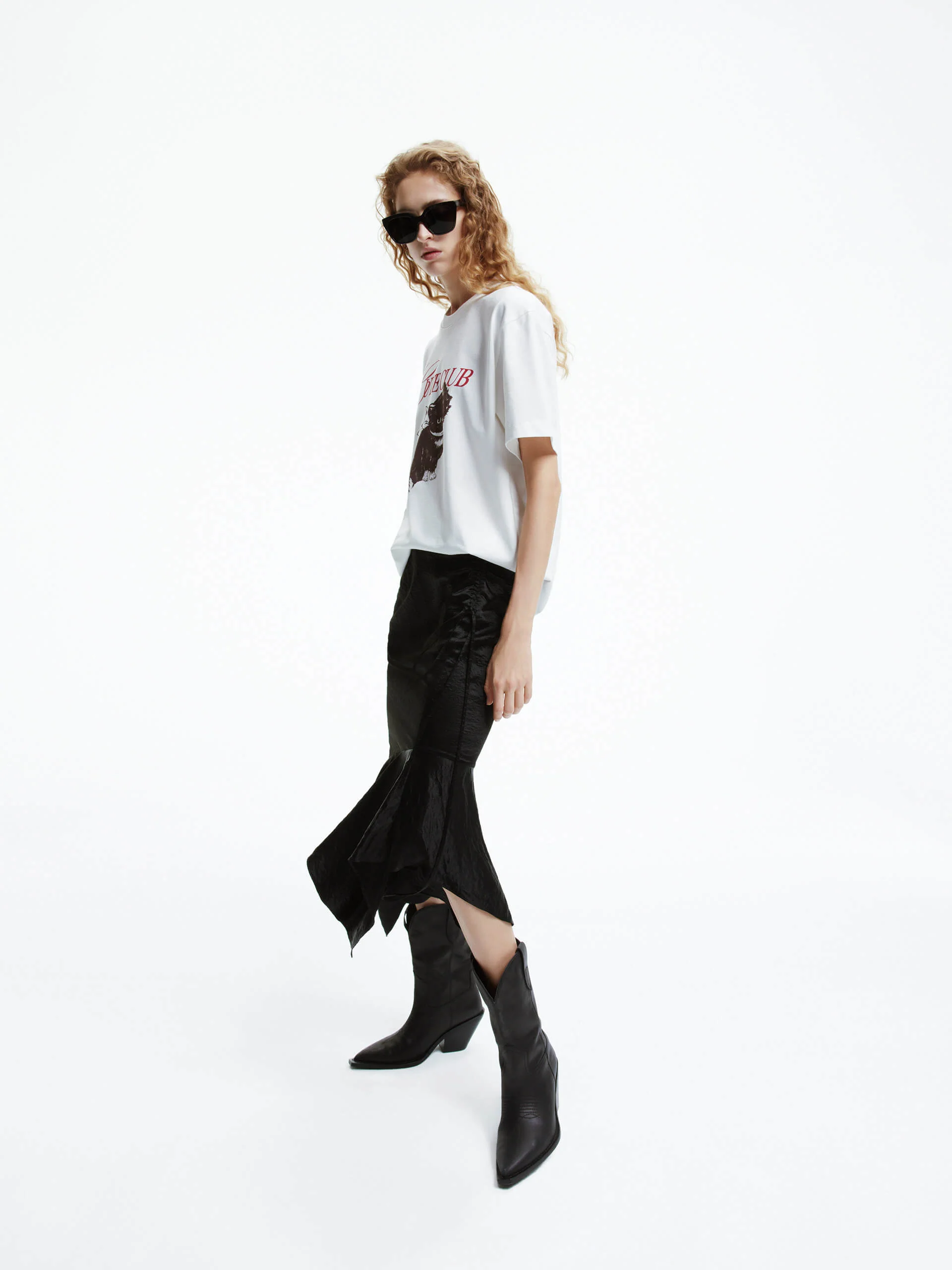 Asymmetric Crinkled Midi Skirt - Image 2