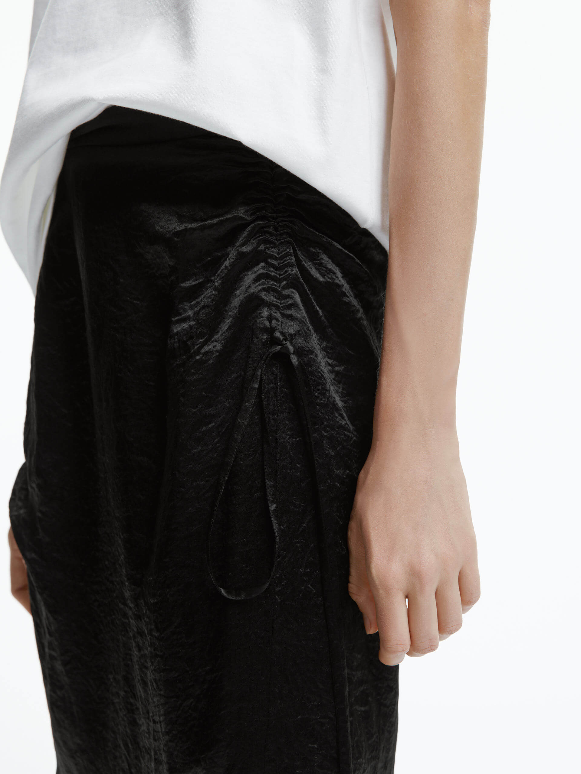 Asymmetric Crinkled Midi Skirt - Image 3