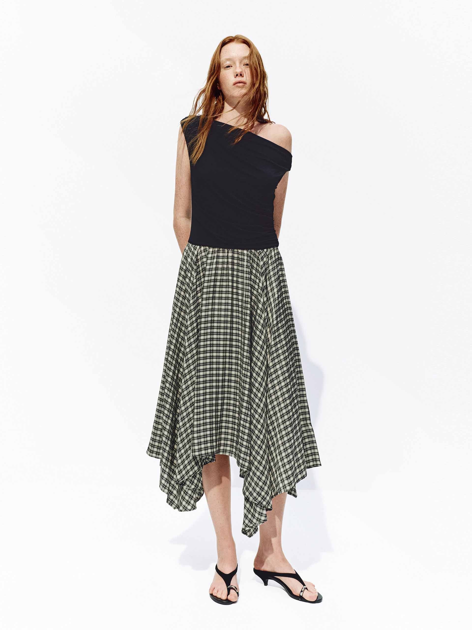 Asymmetric Hem Paneled Dress