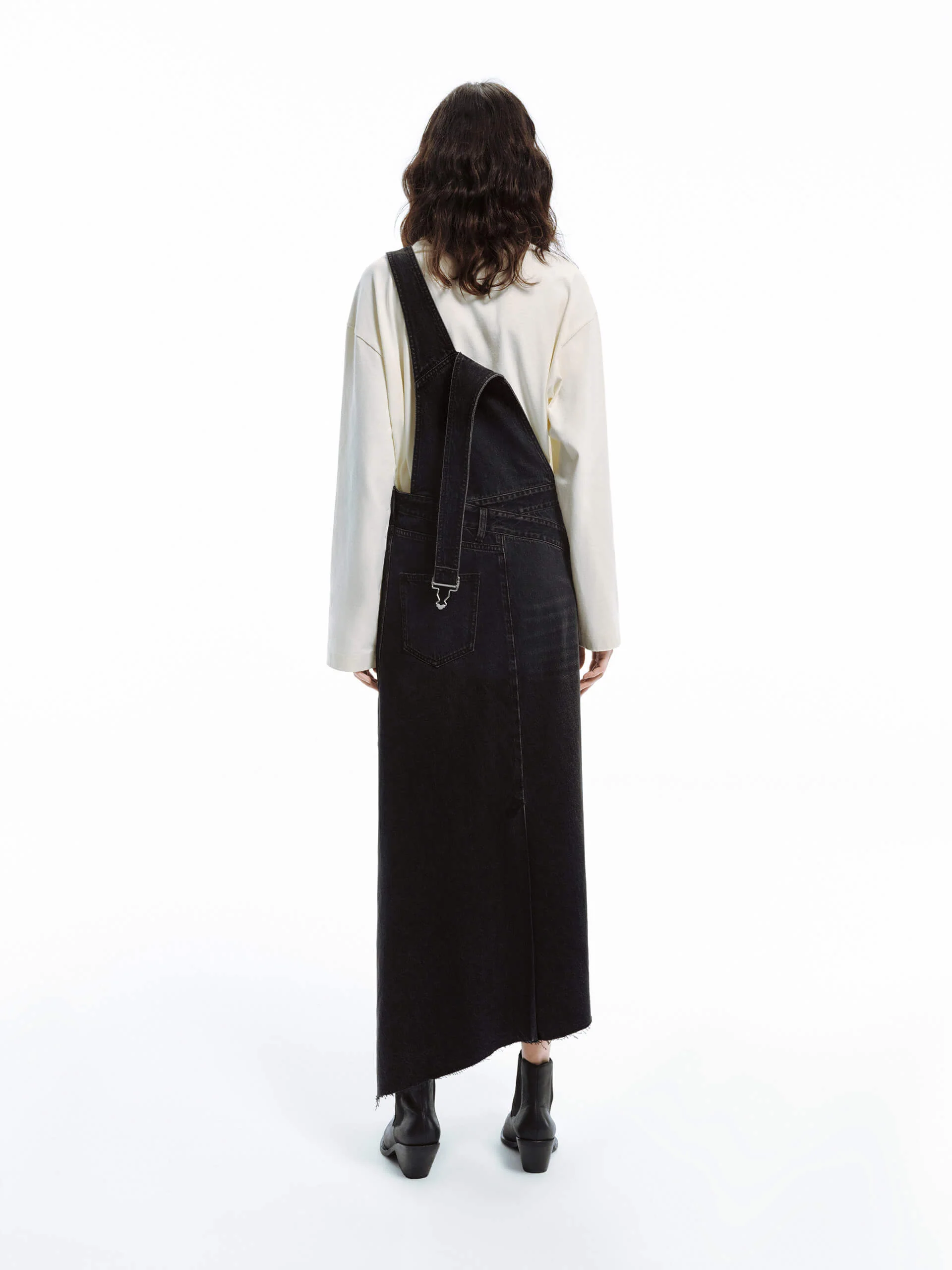 Asymmetrical Hem Denim Dress - Image 3