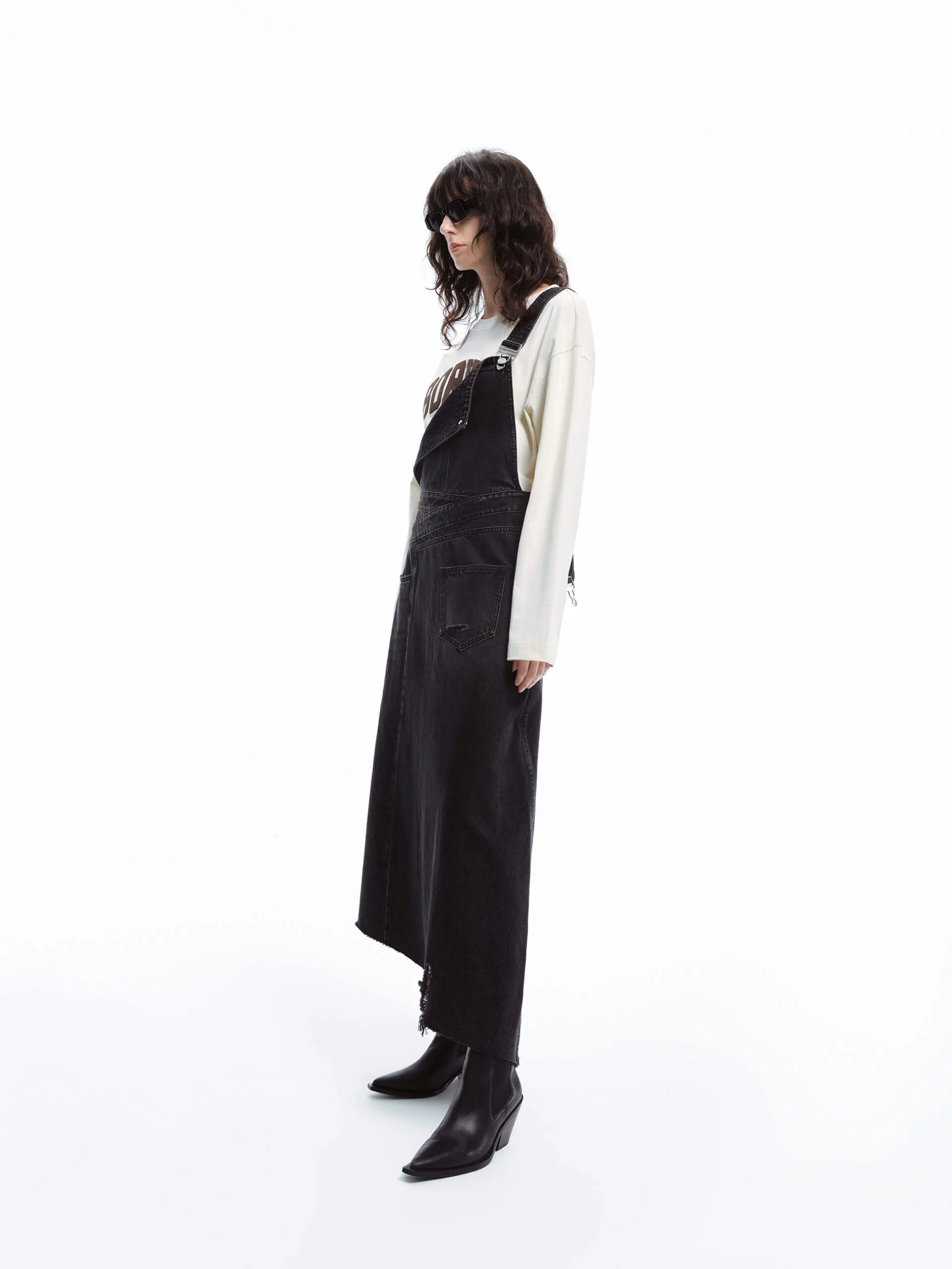 Asymmetrical Hem Denim Dress - Image 6