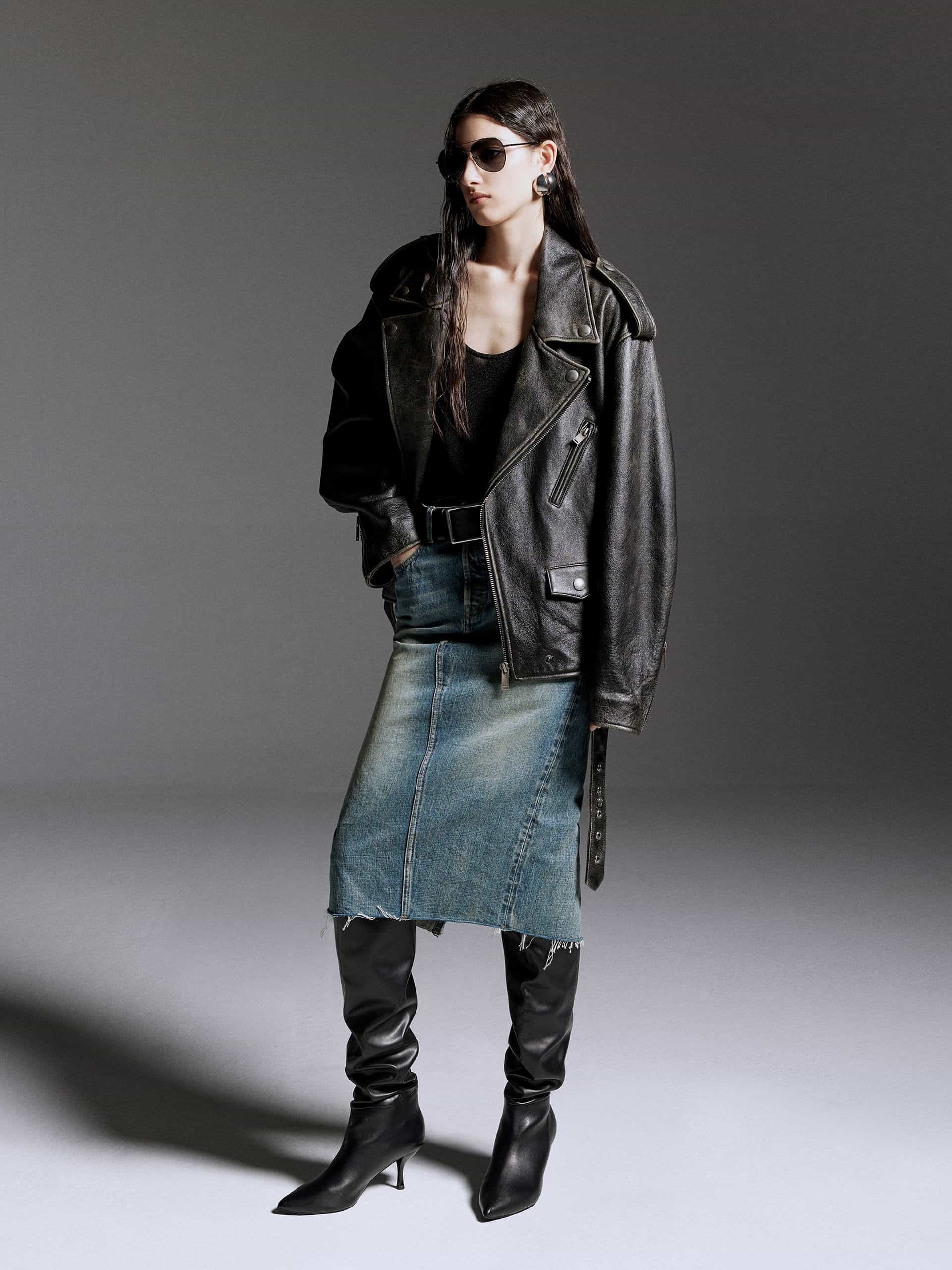 Back Slit Midi Denim Skirt - Image 6