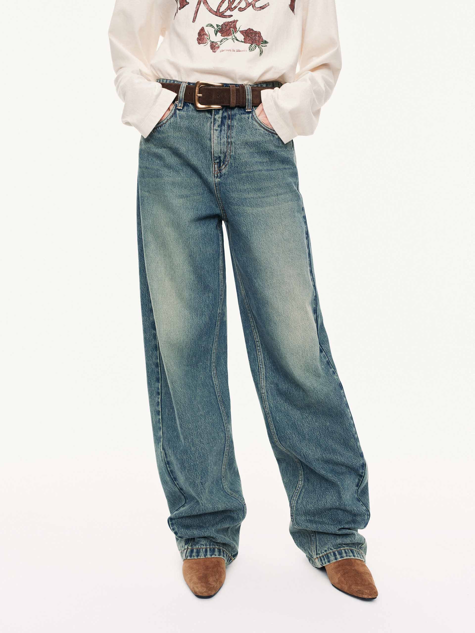 Barrel Leg Cotton Jeans