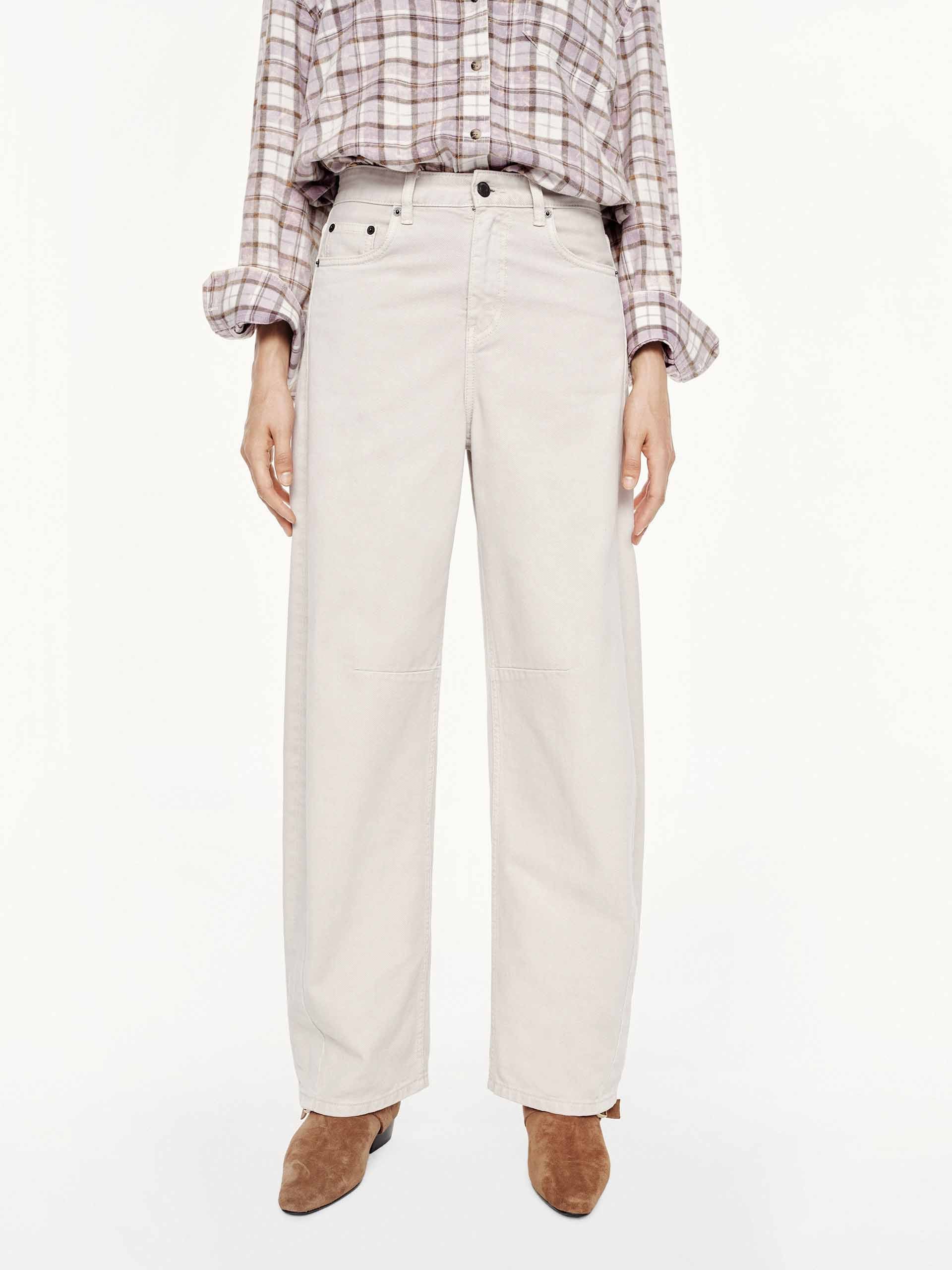 Barrel Leg White Jeans