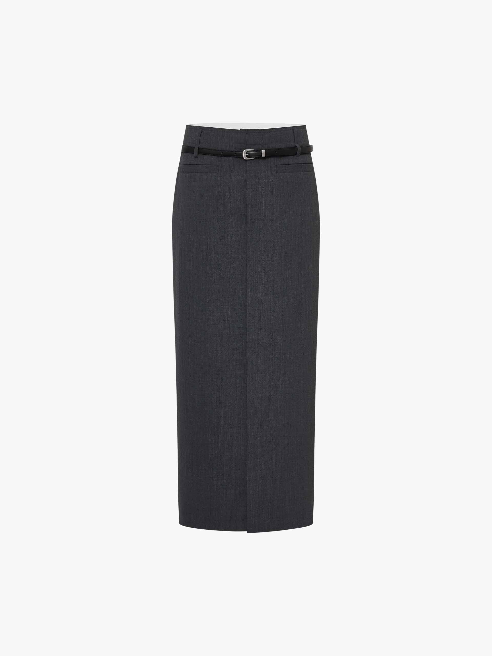 Belted Front Slit Skirt - Image 13
