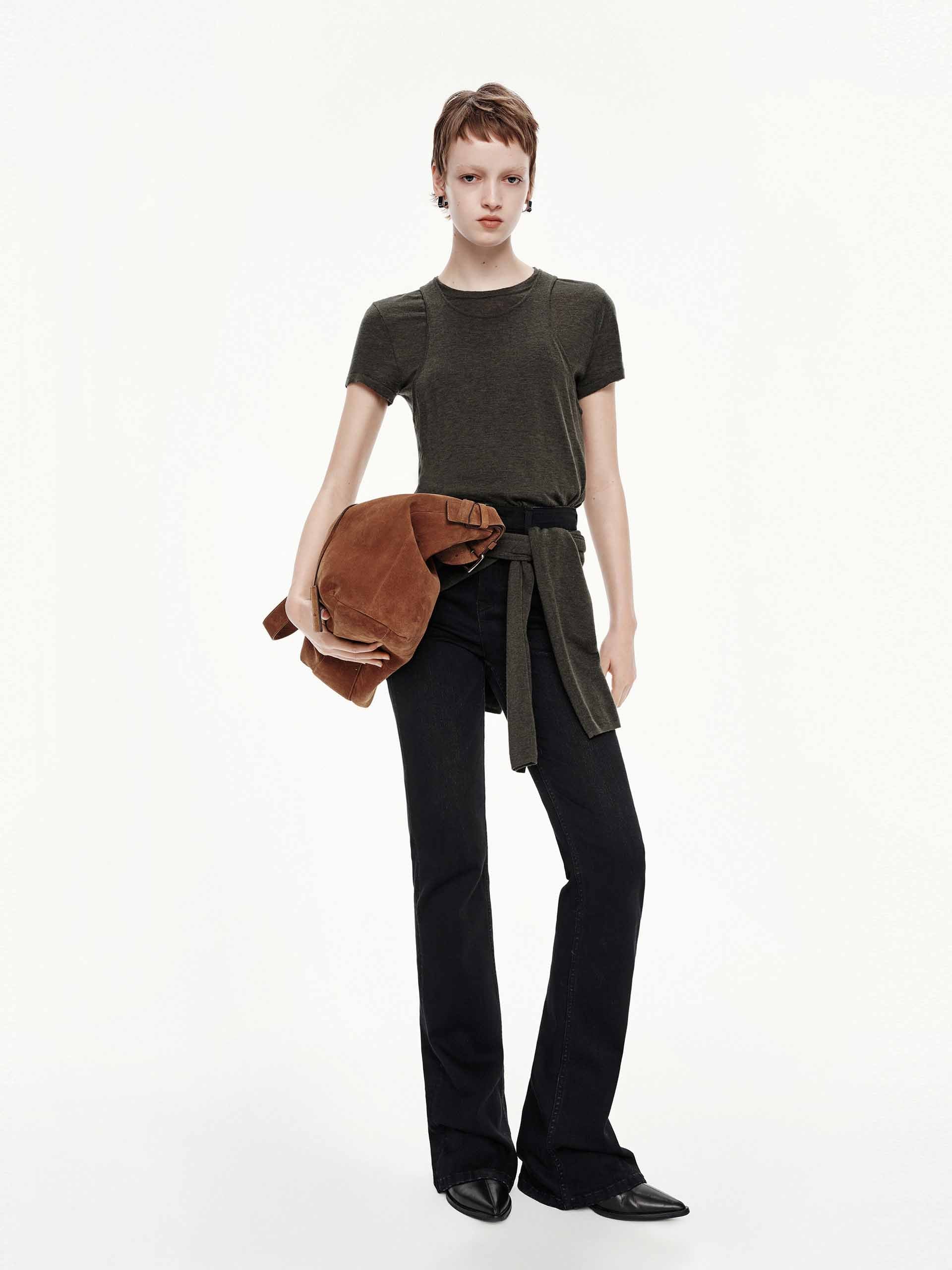Black Fitted Flared Jeans - Image 2