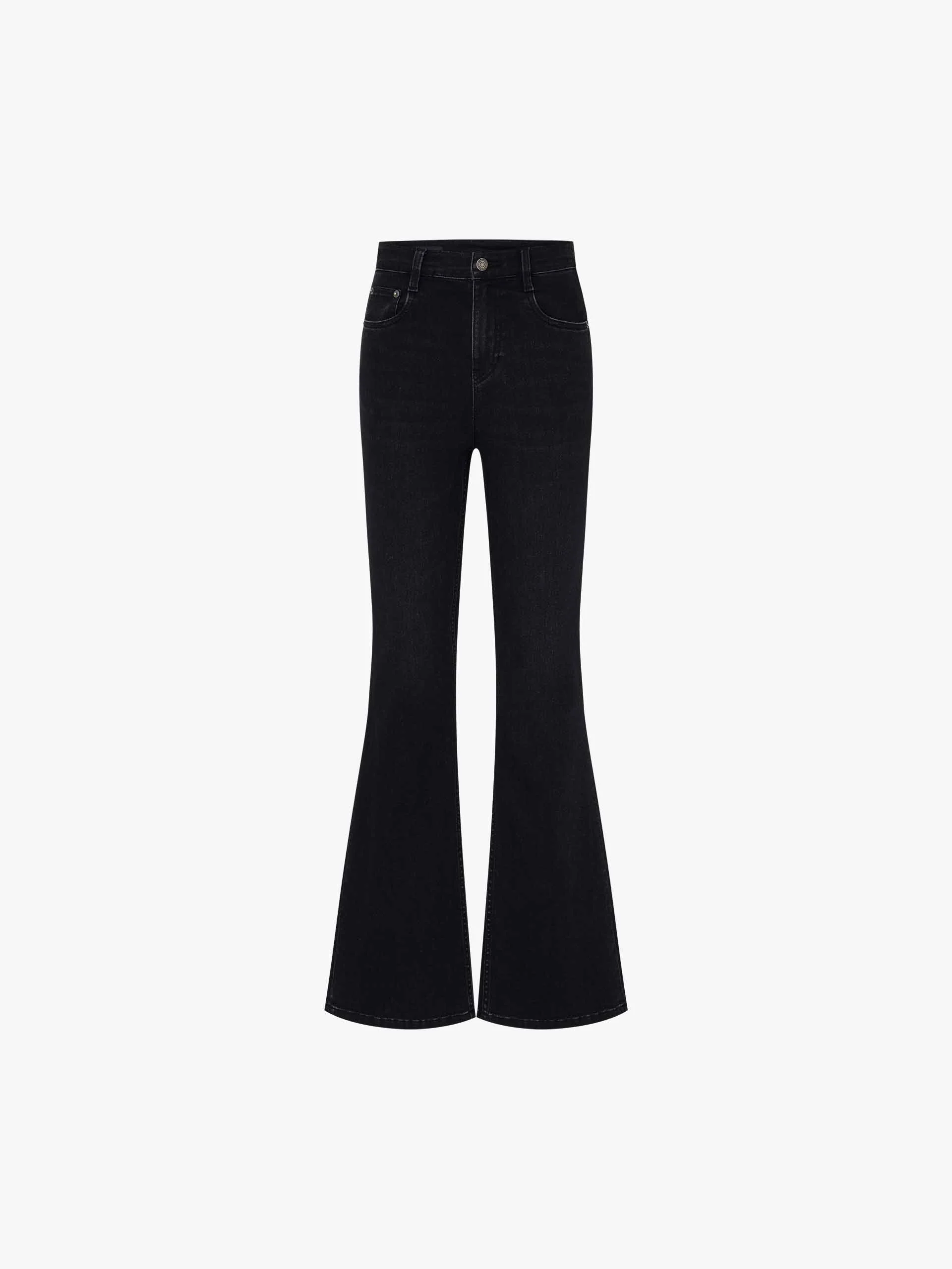 Black Fitted Flared Jeans - Image 5