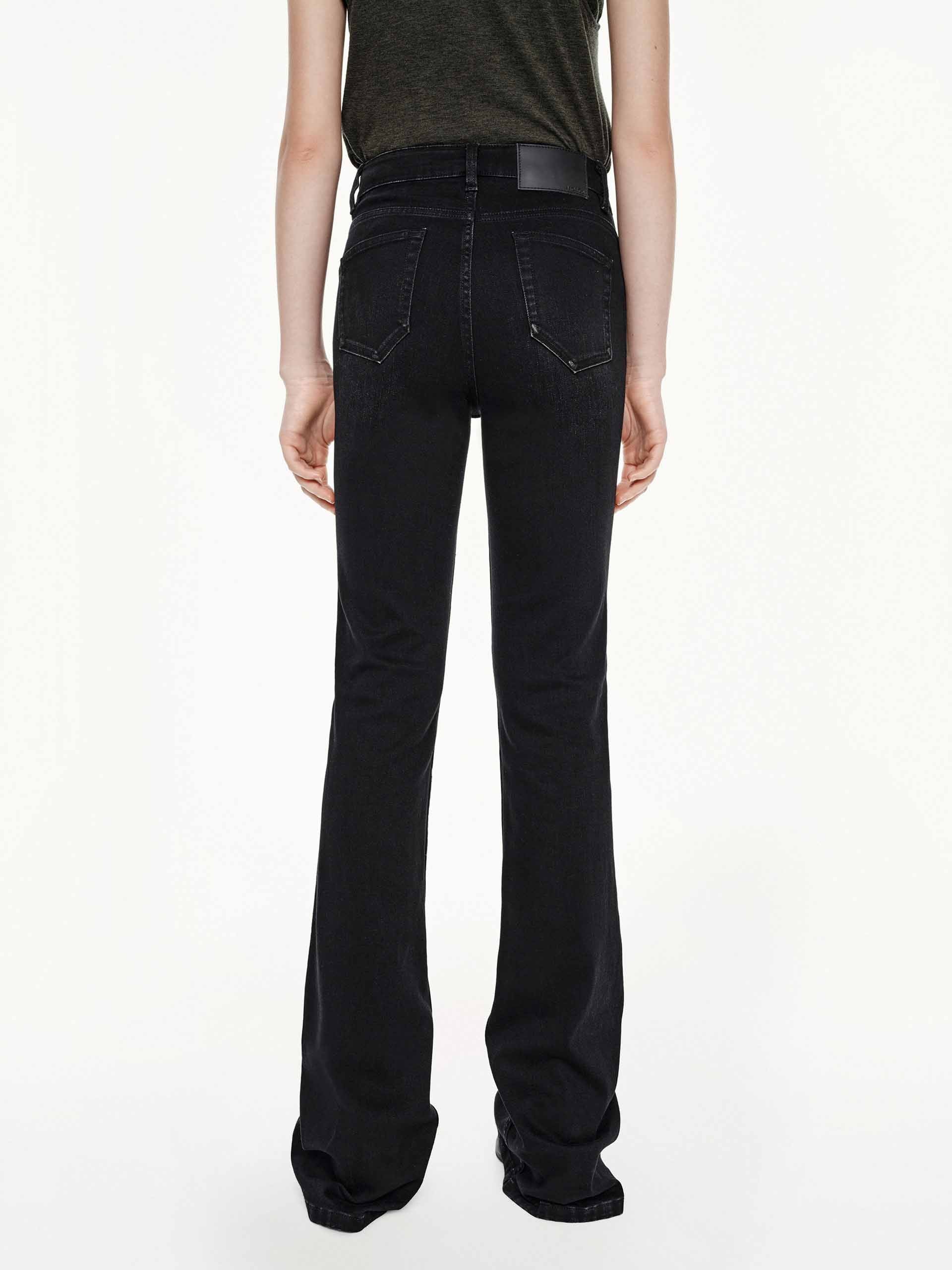 Black Fitted Flared Jeans - Image 6