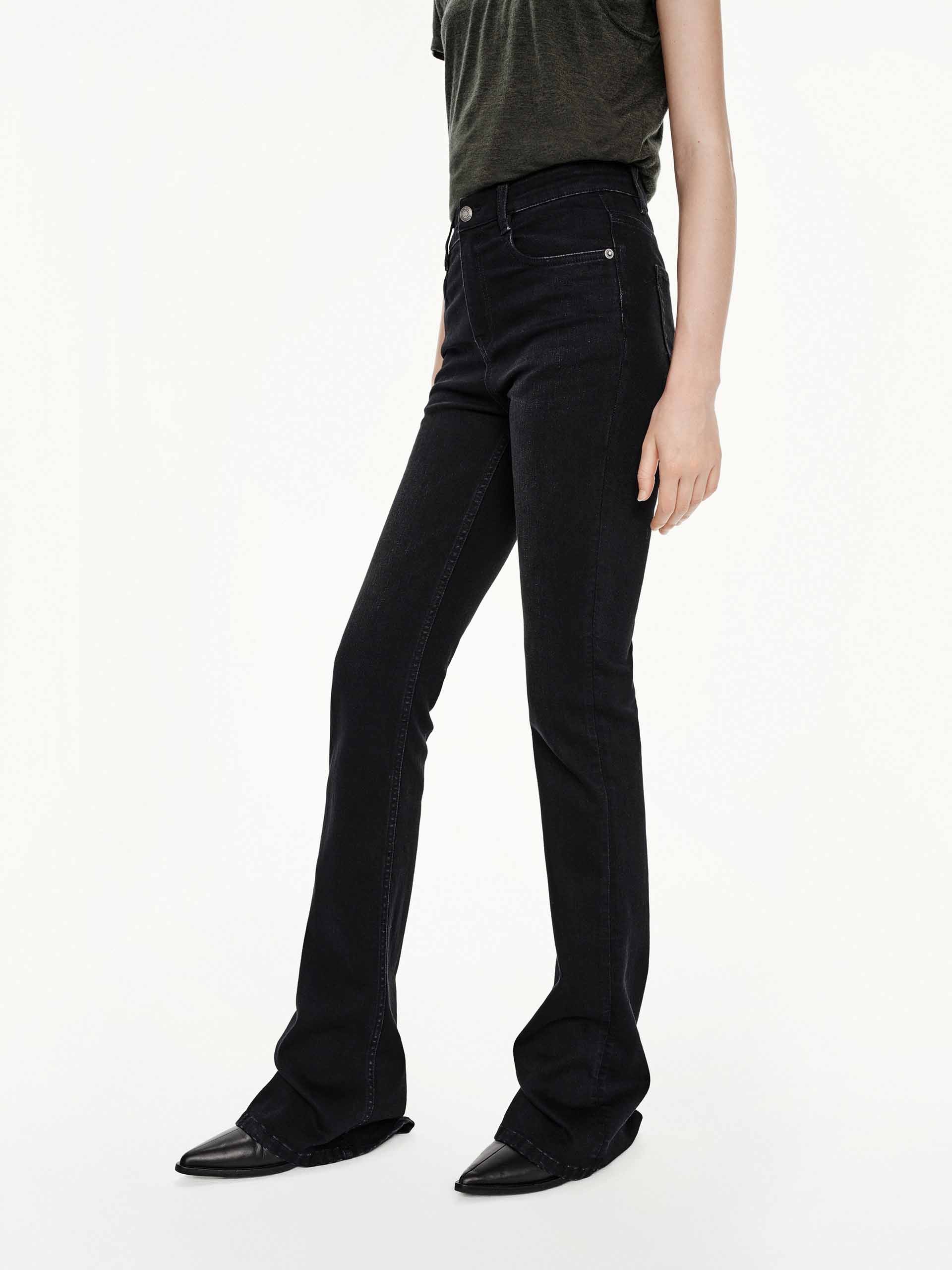 Black Fitted Flared Jeans - Image 7