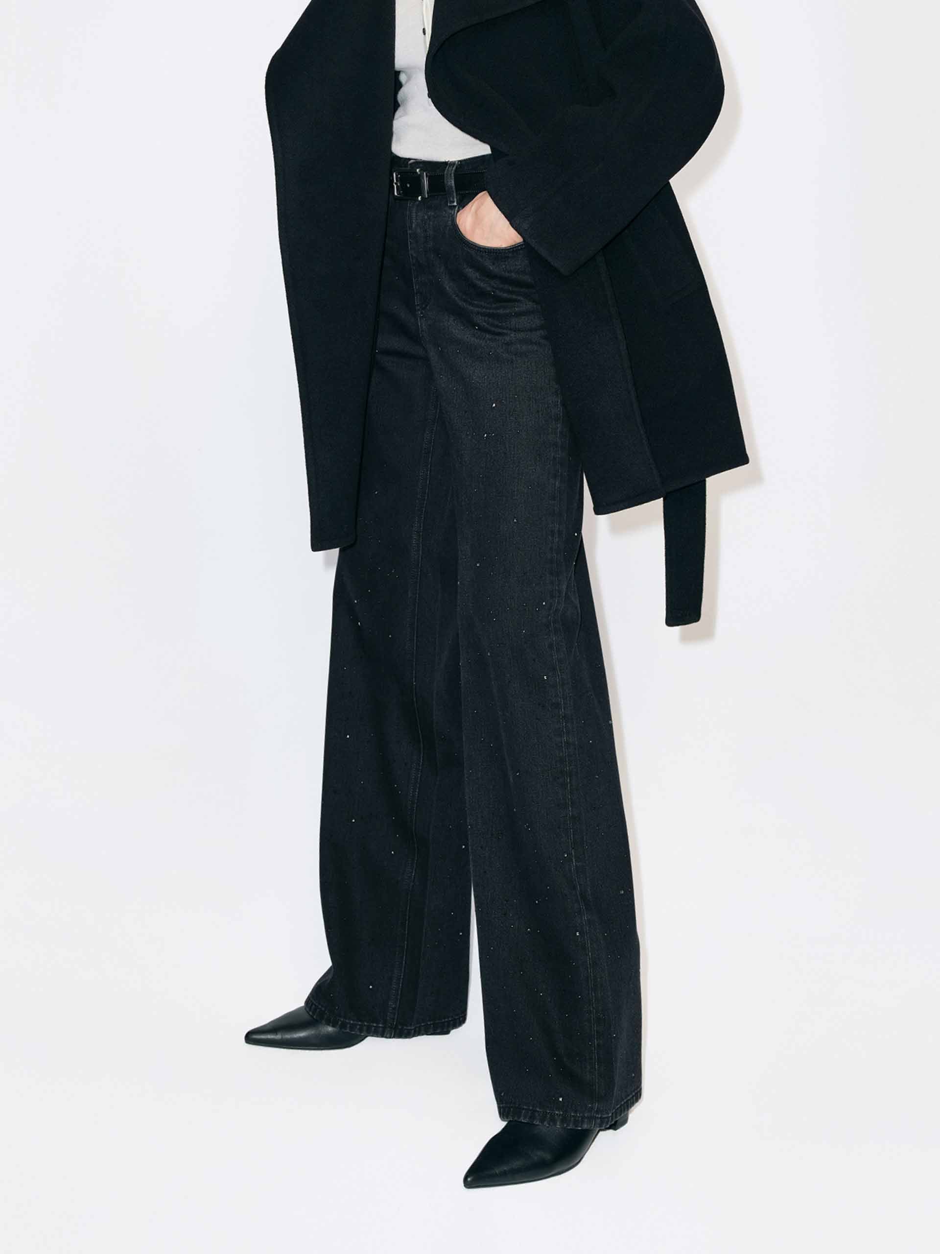 Black Rhinestone Straight Jeans - Image 3