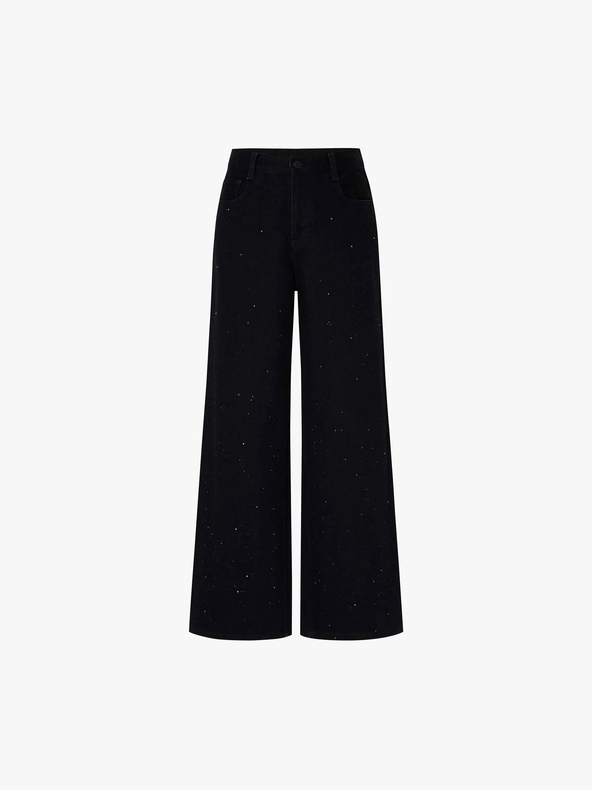 Black Rhinestone Straight Jeans - Image 5