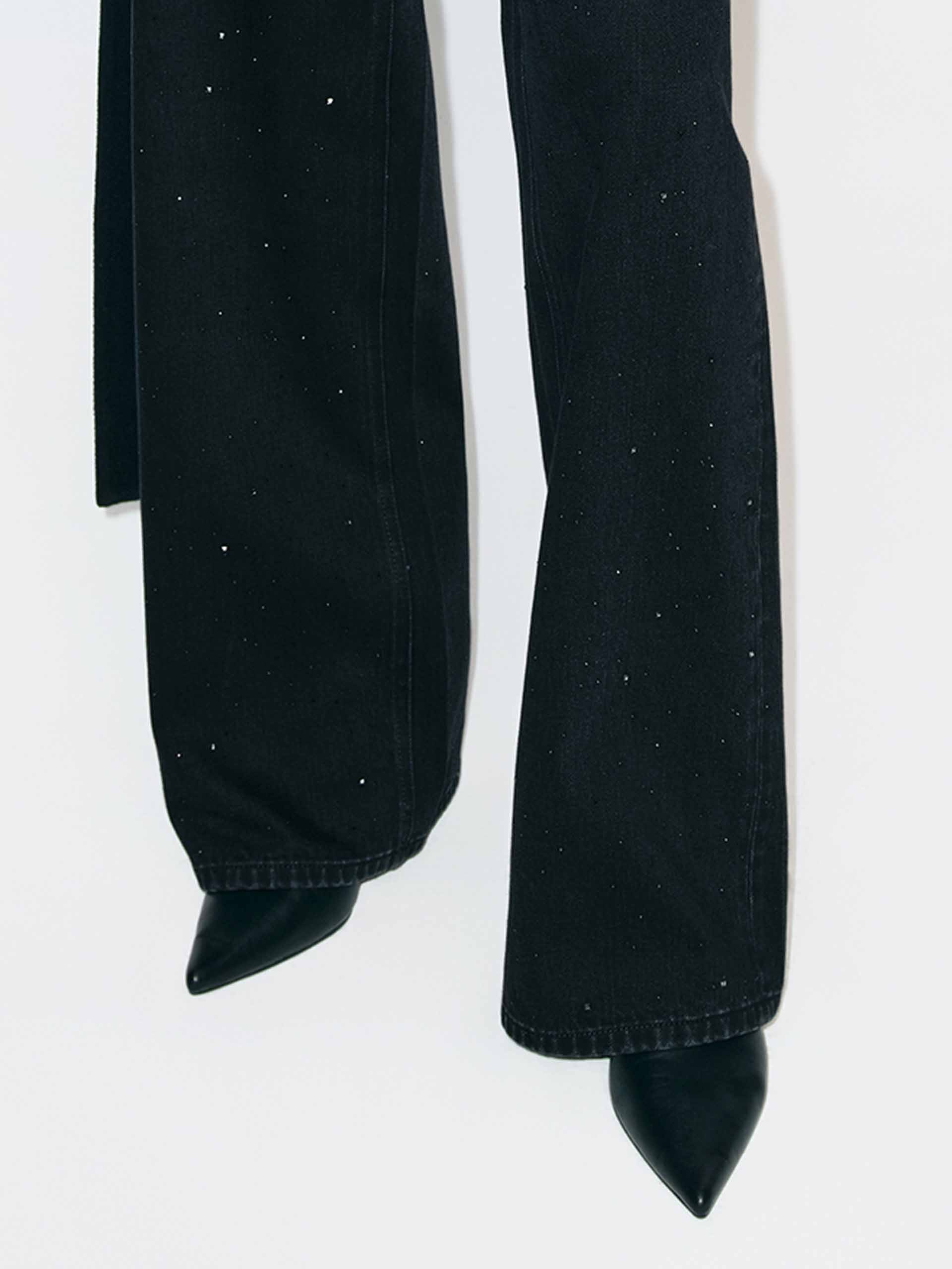 Black Rhinestone Straight Jeans - Image 8
