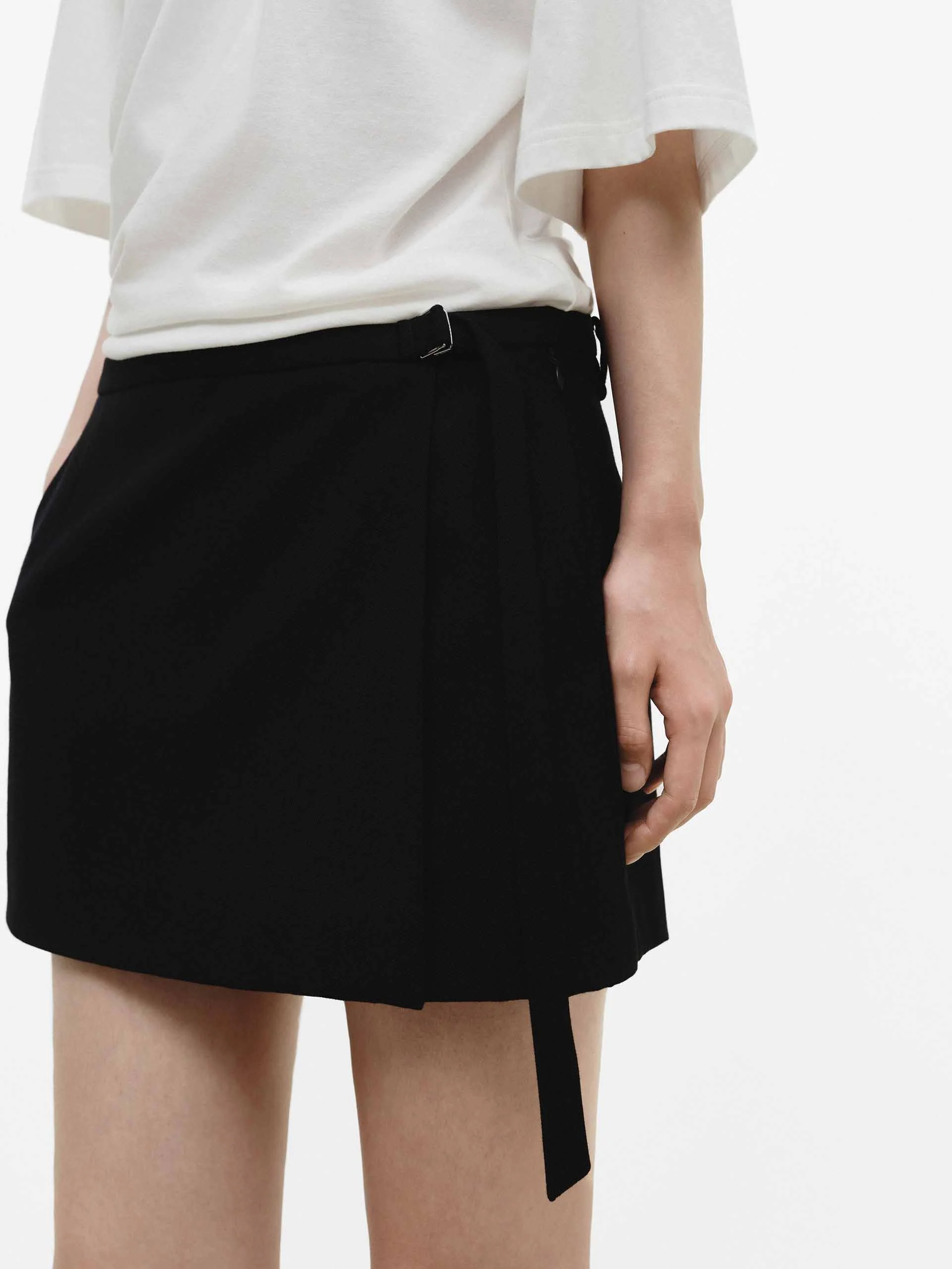 Black Wrap Detail Shorts - Image 7