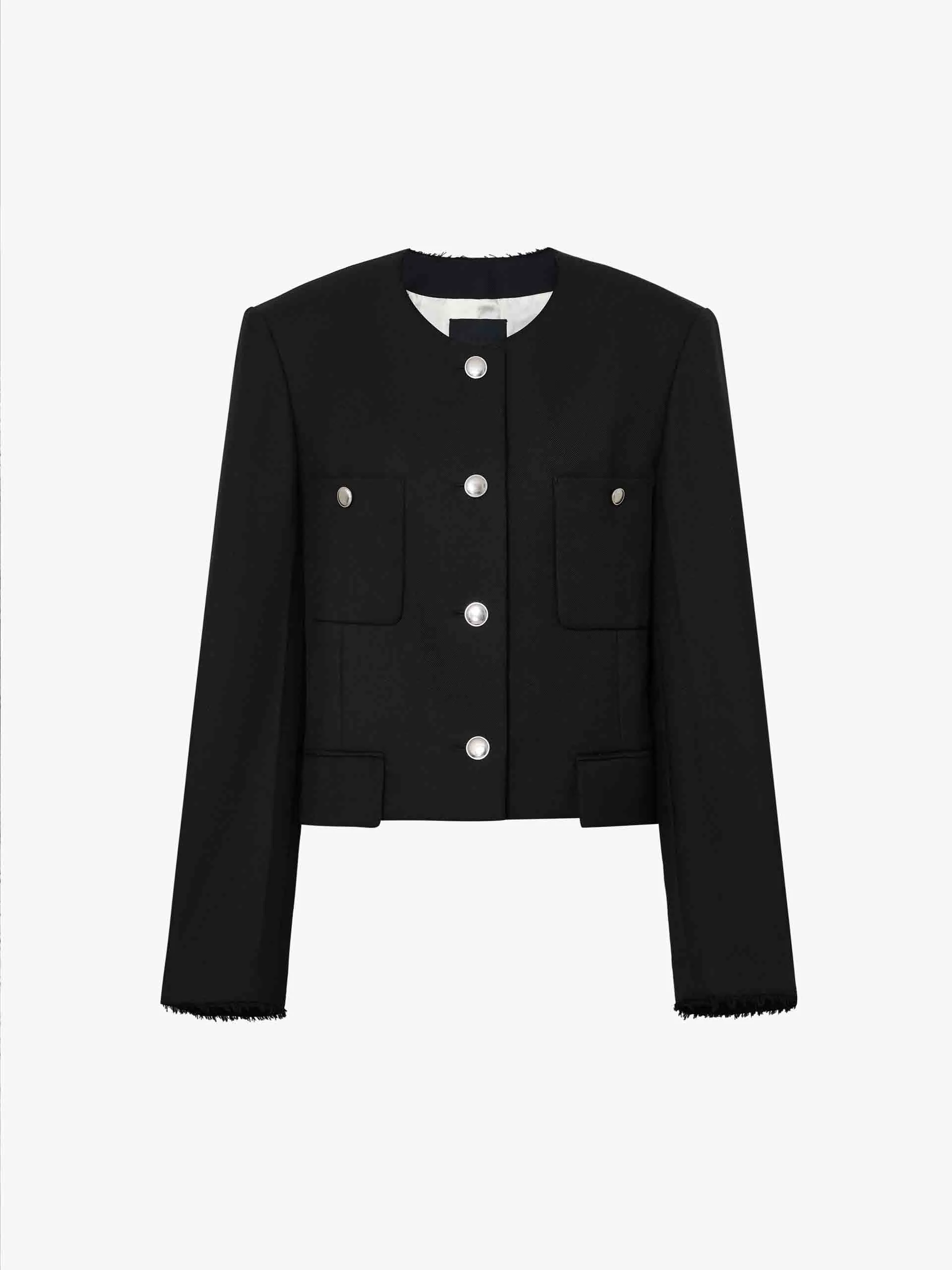 Boxy Fit Collarless Jacket - Image 5