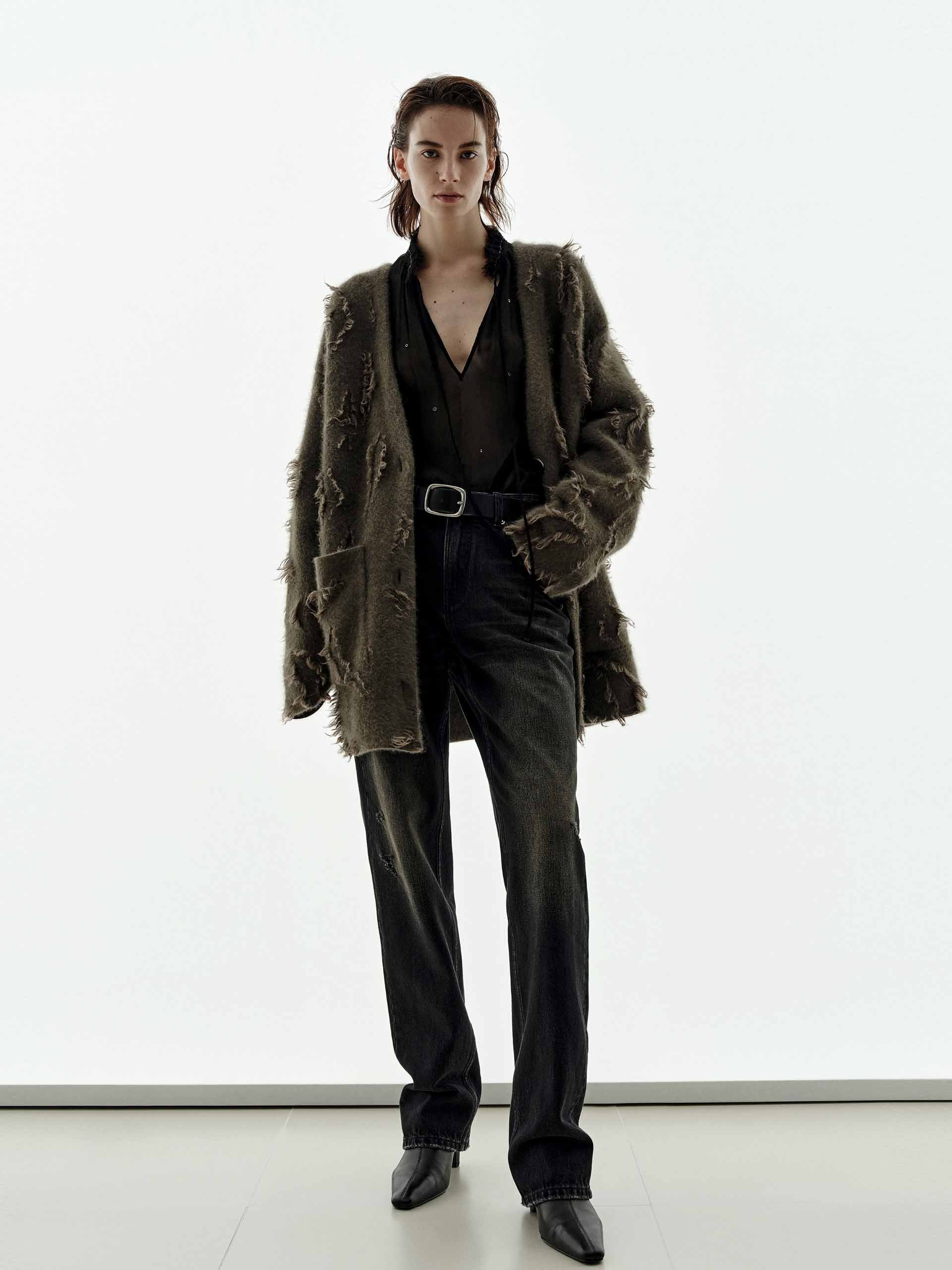 Brushed V-neck Cardigan - Image 2