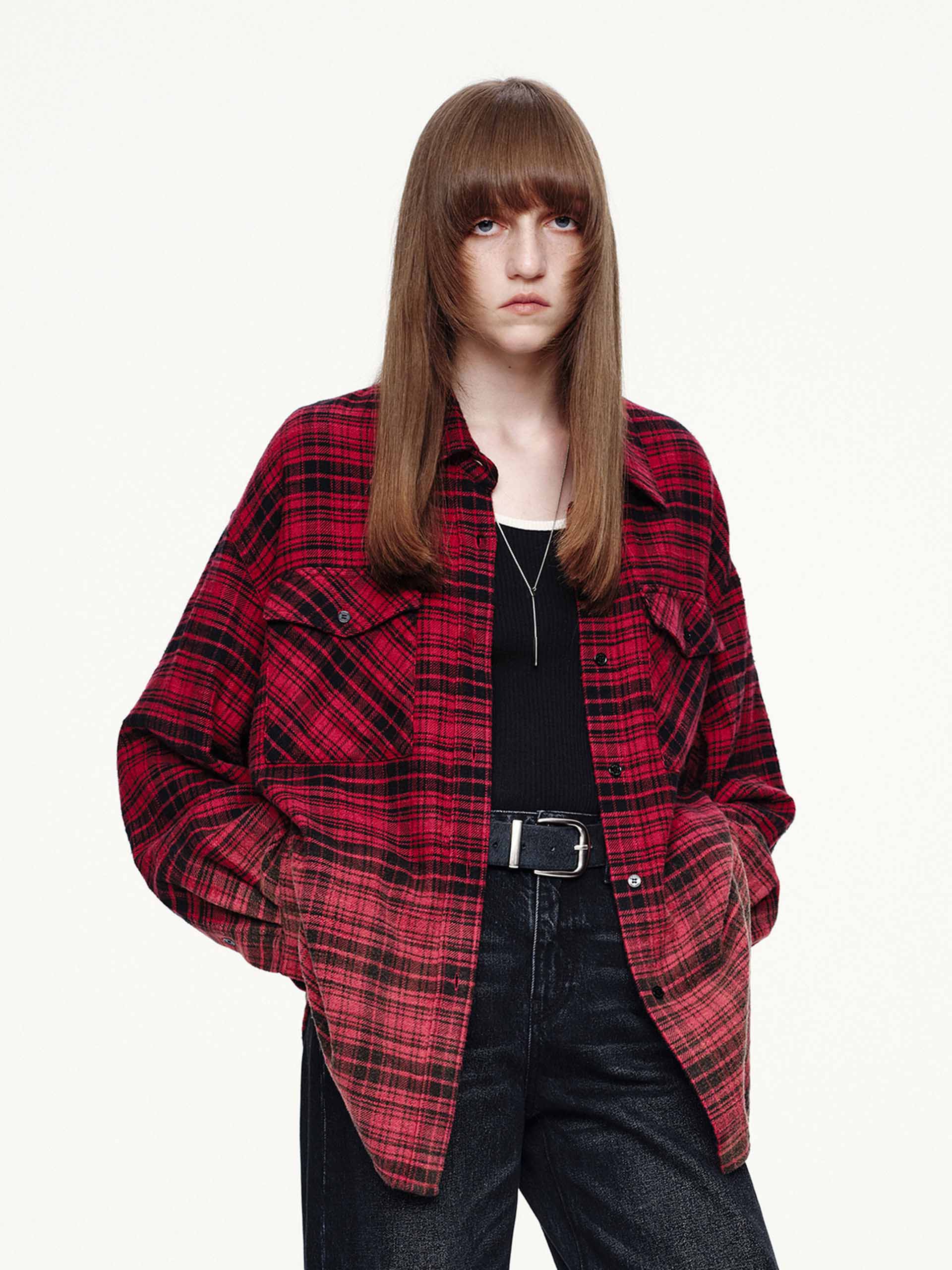 Button Closure Plaid Shirt