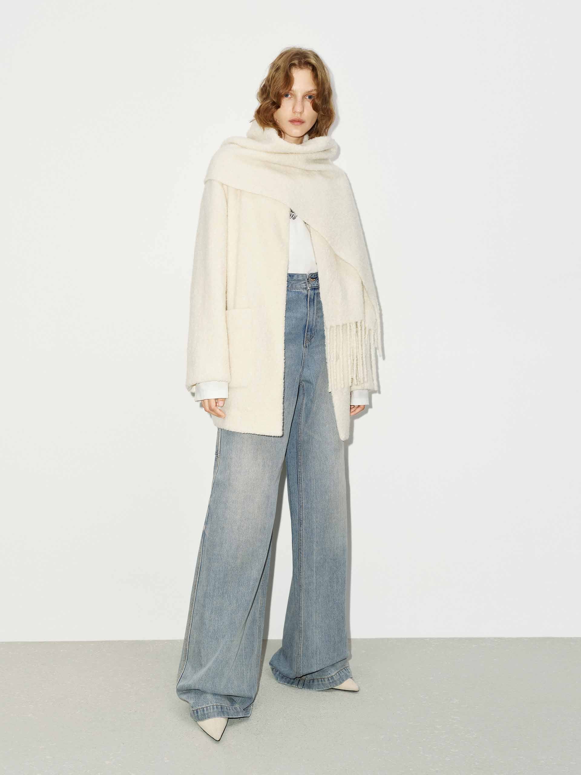 Button Closure Scarf Coat - Image 2