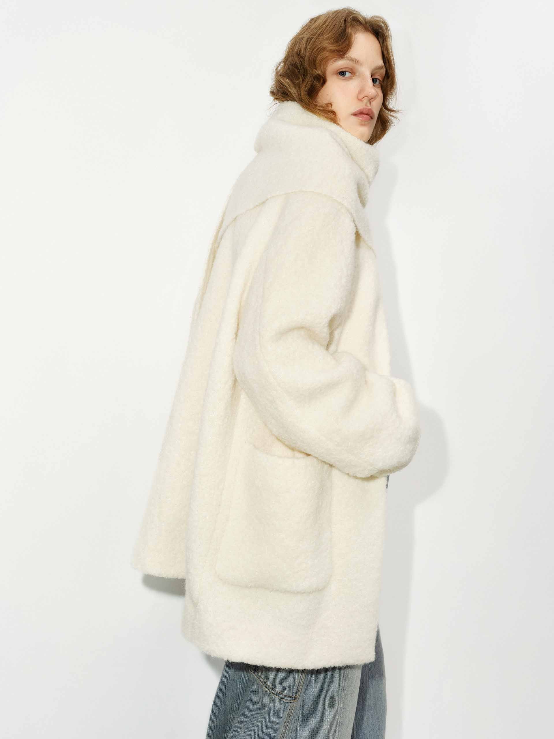 Button Closure Scarf Coat - Image 4