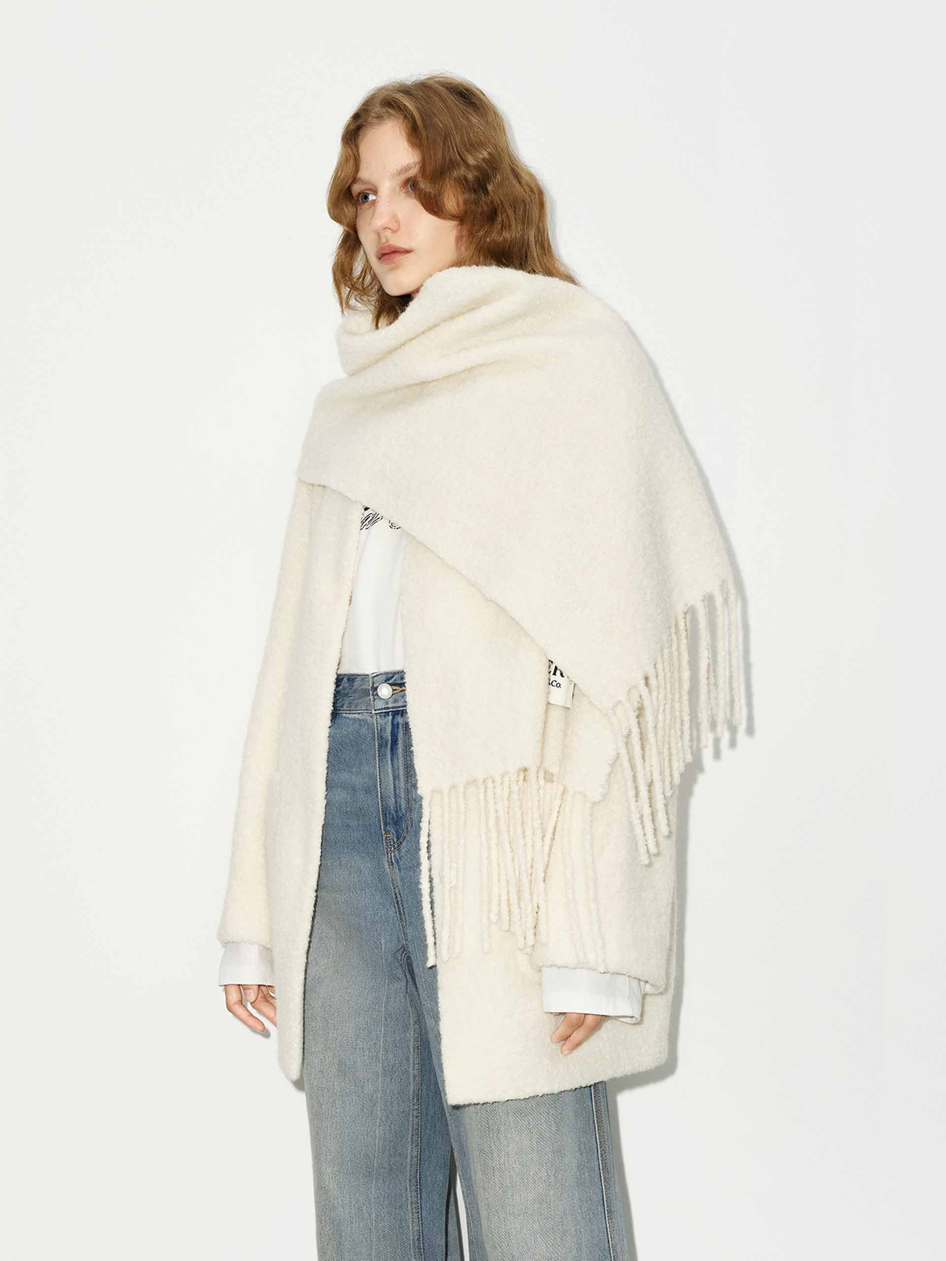 Button Closure Scarf Coat - Image 5