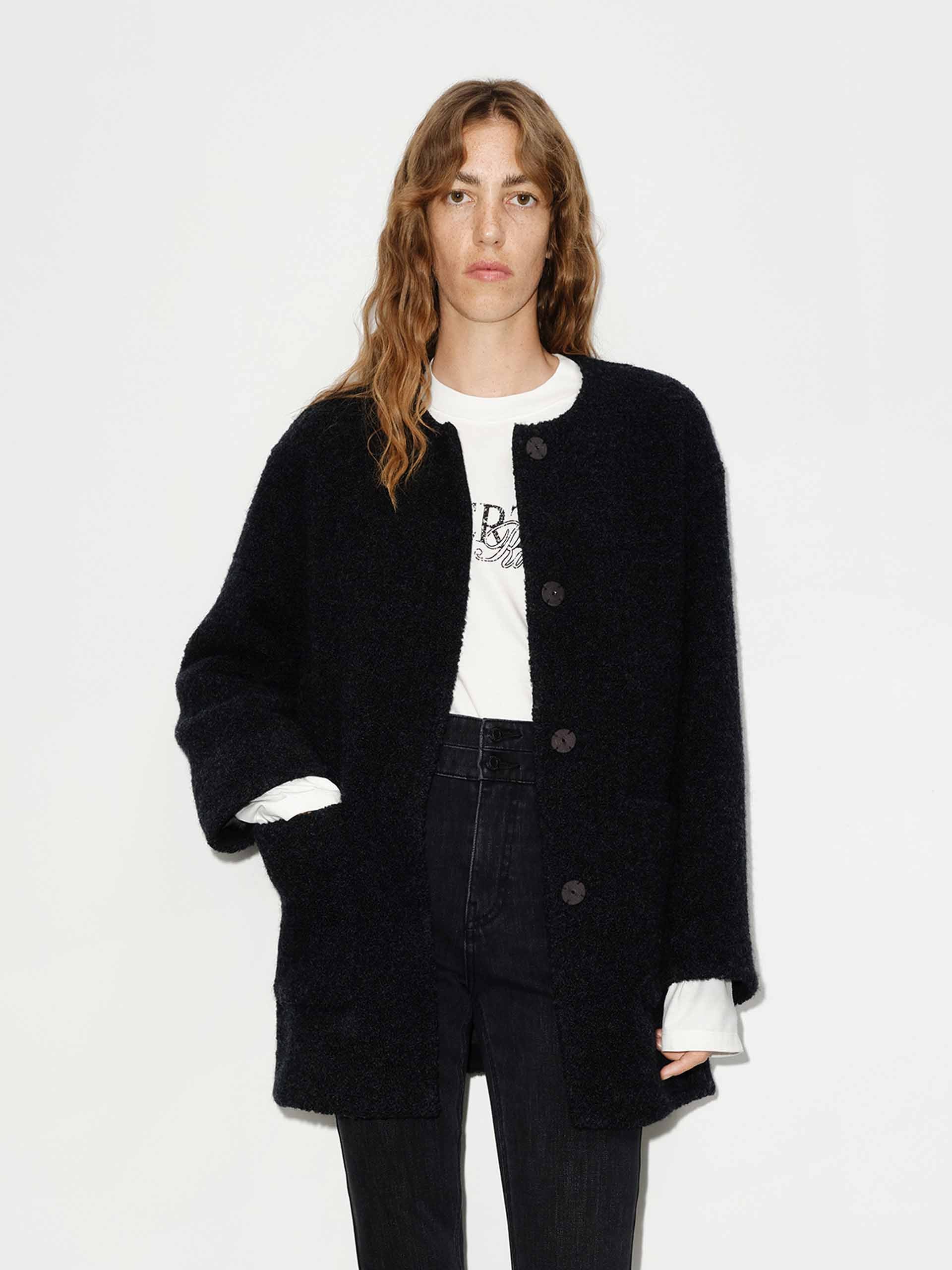 Button Closure Scarf Coat - Image 7