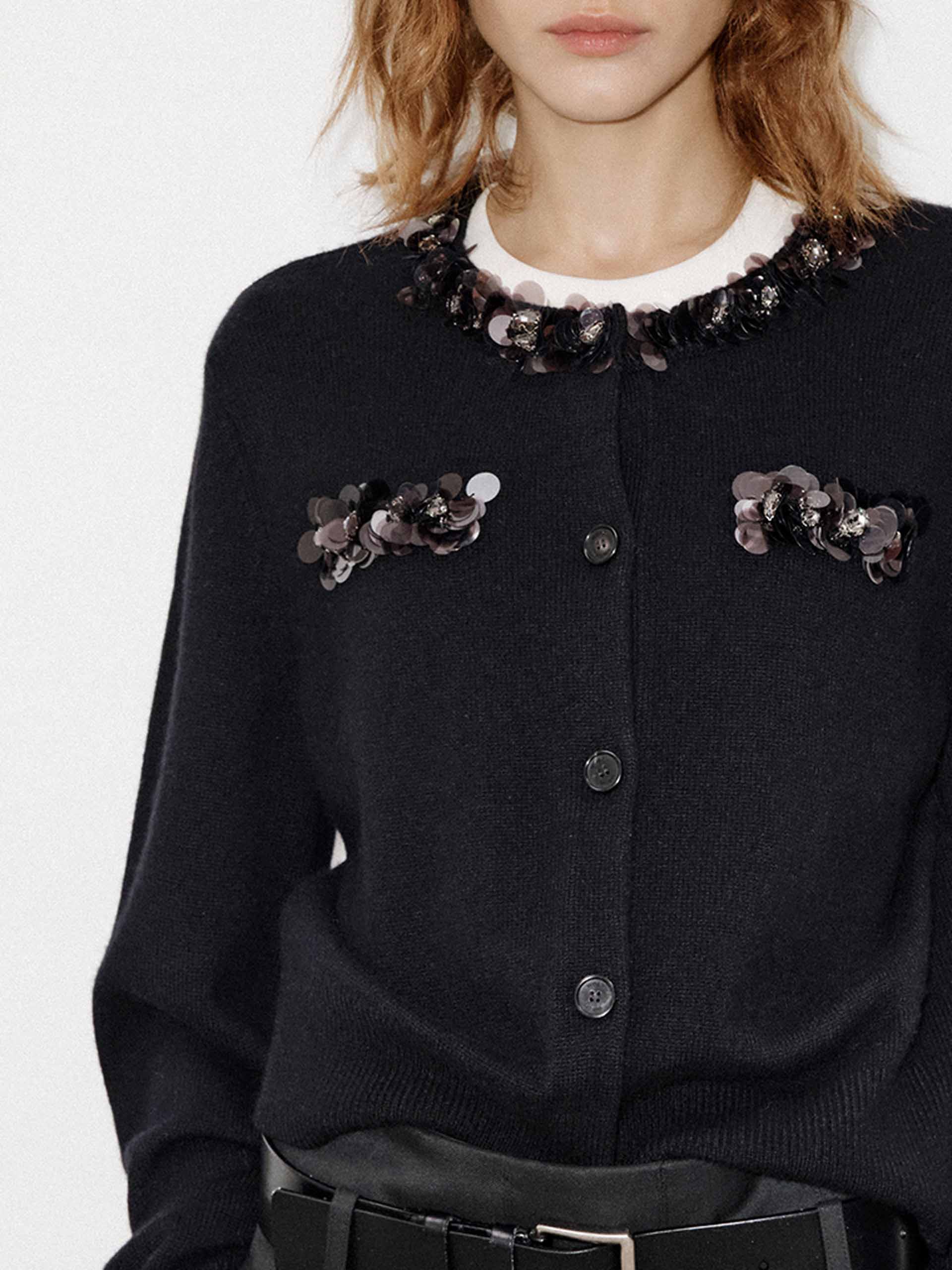 Button Closure Sequin Cardigan - Image 3