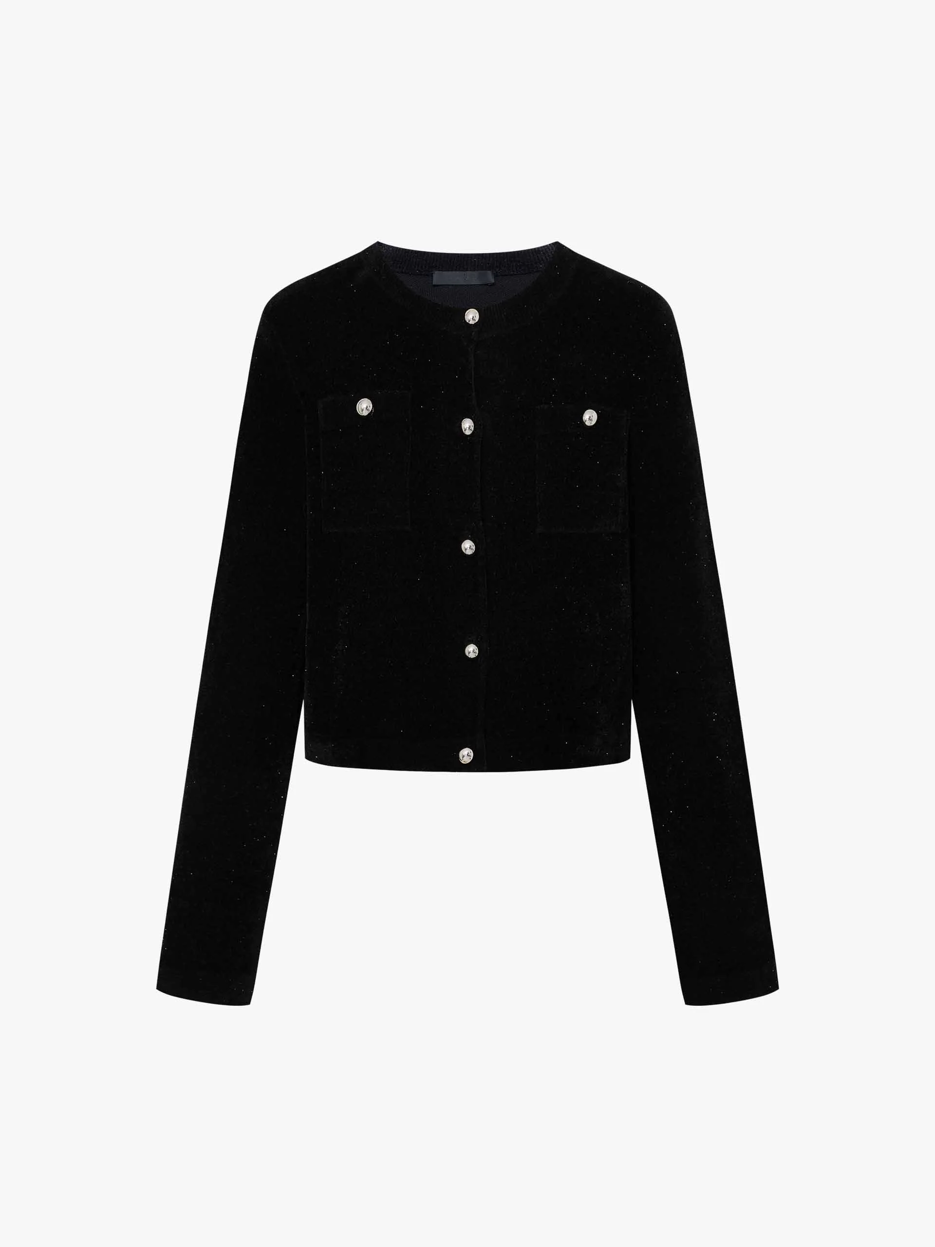 Button Closure Velvet Cardigan - Image 5