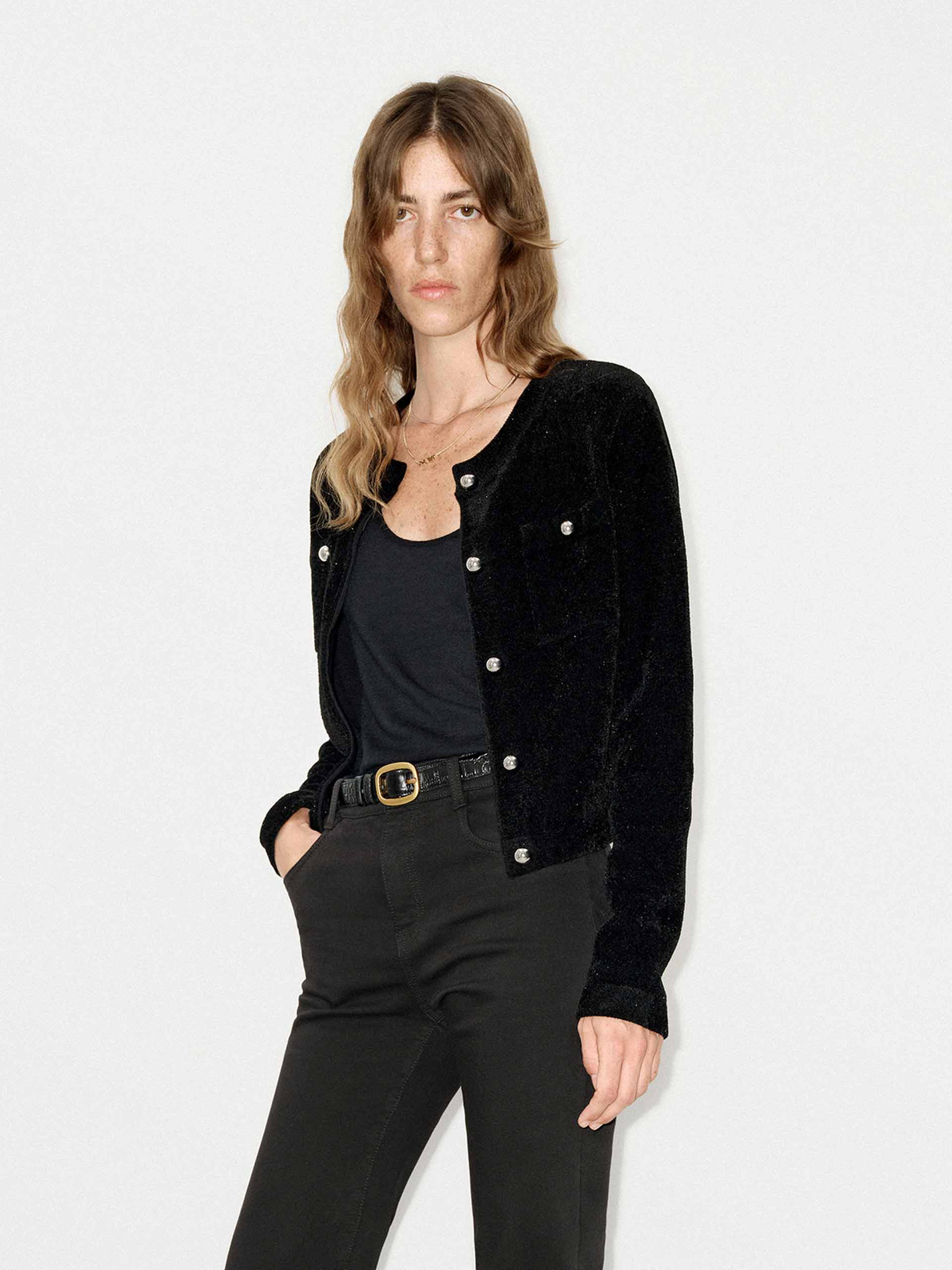Button Closure Velvet Cardigan - Image 7
