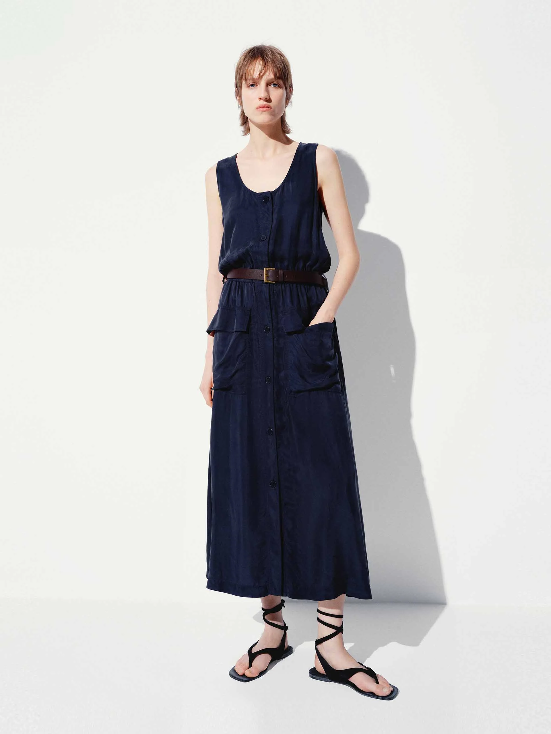 Cargo Style Midi Dress
