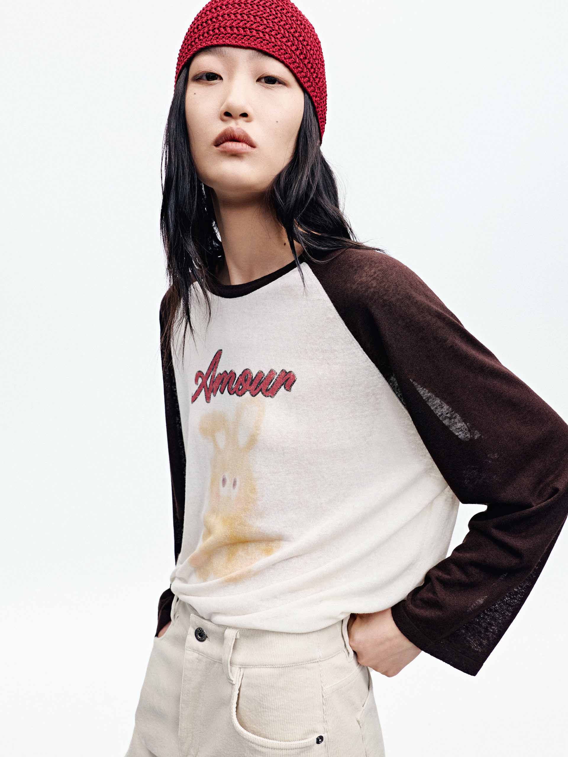 Cartoon Print Contrast Knit Top - Image 13