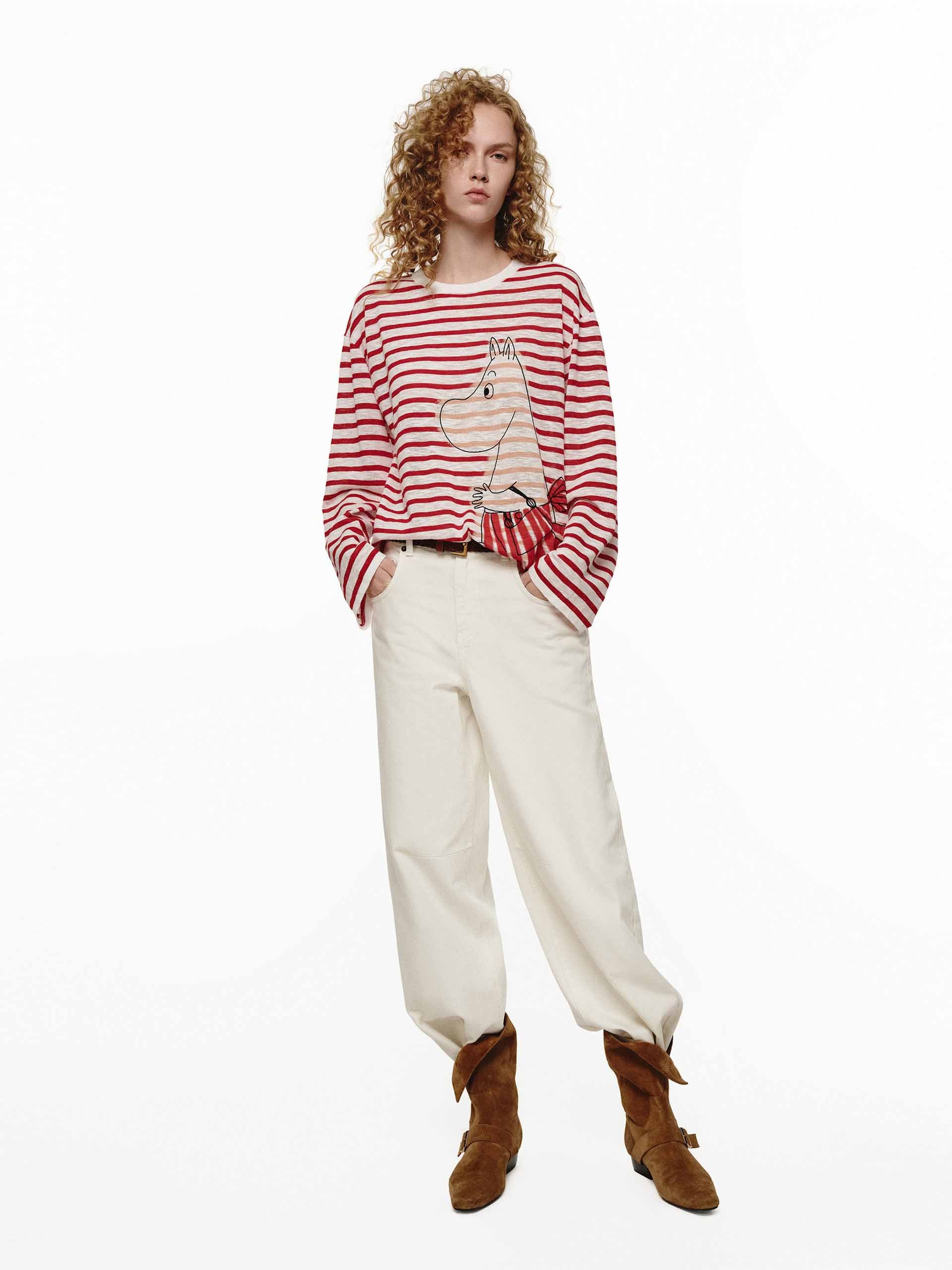 Cartoon Printed Striped Sweater - Image 10