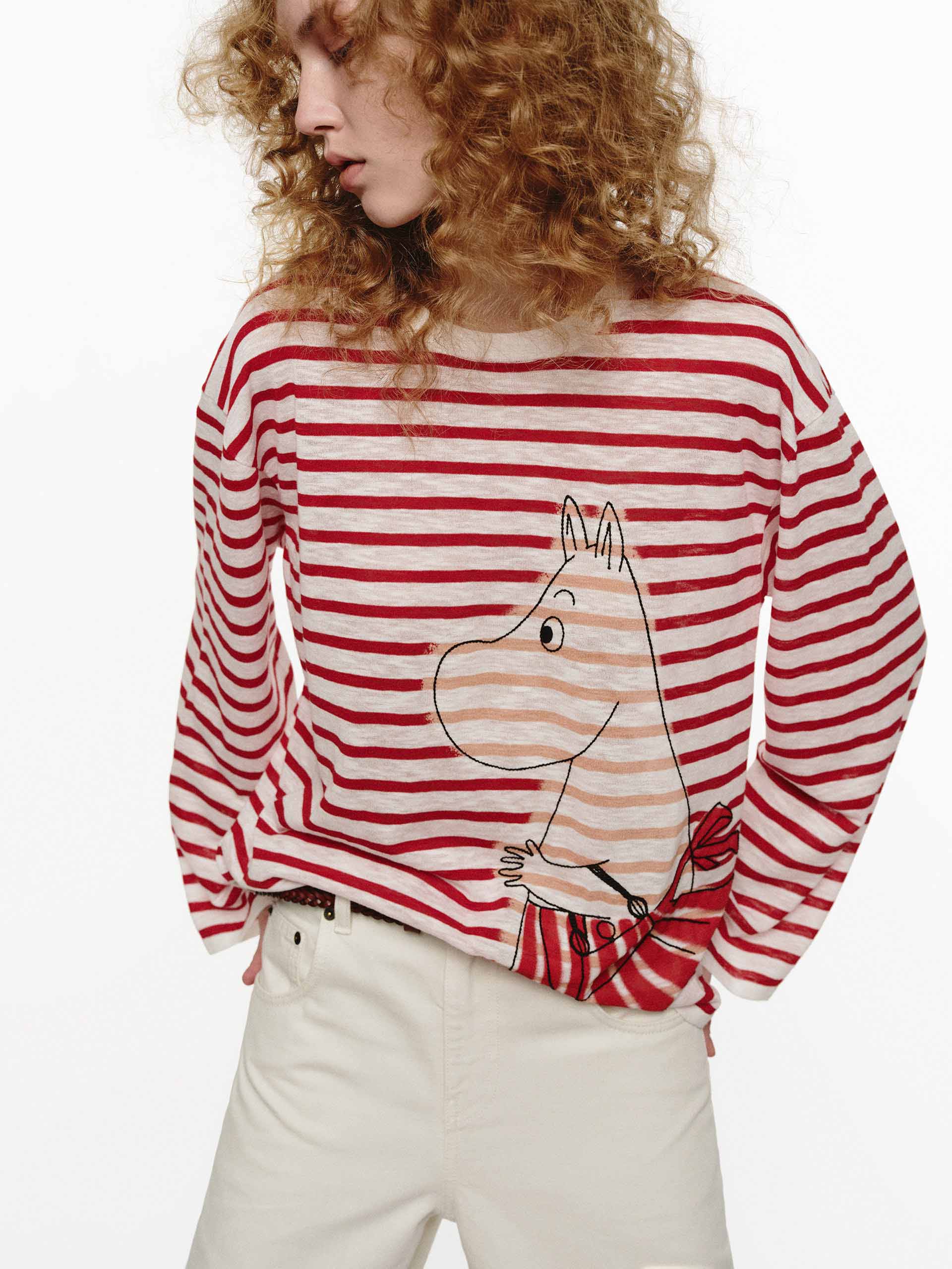 Cartoon Printed Striped Sweater - Image 16