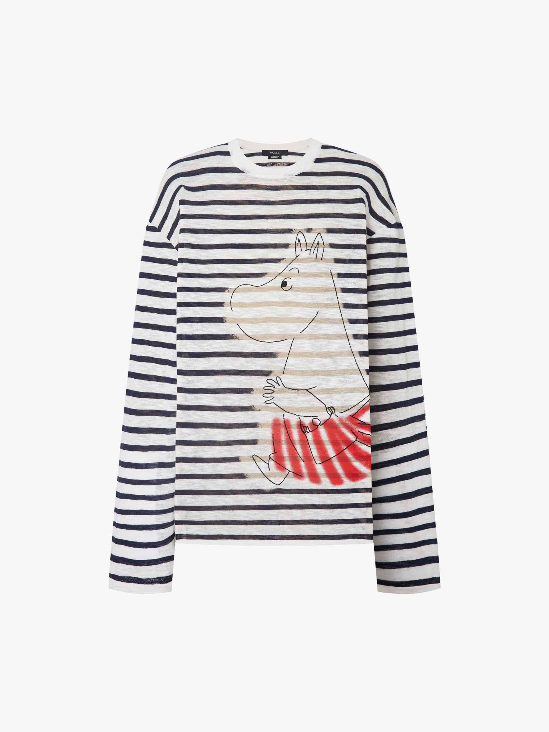 Cartoon Printed Striped Sweater - Image 5