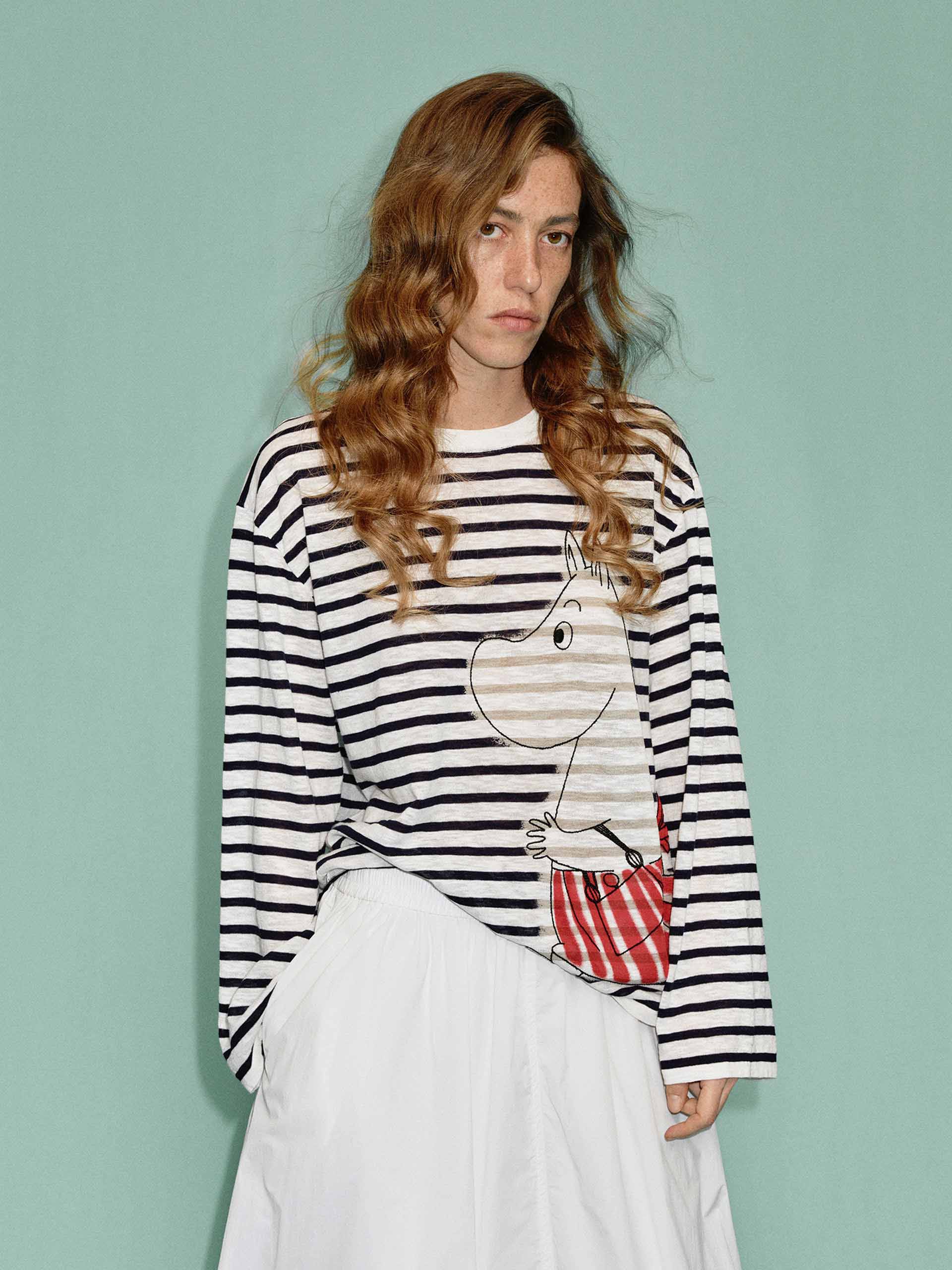 Cartoon Printed Striped Sweater - Image 6