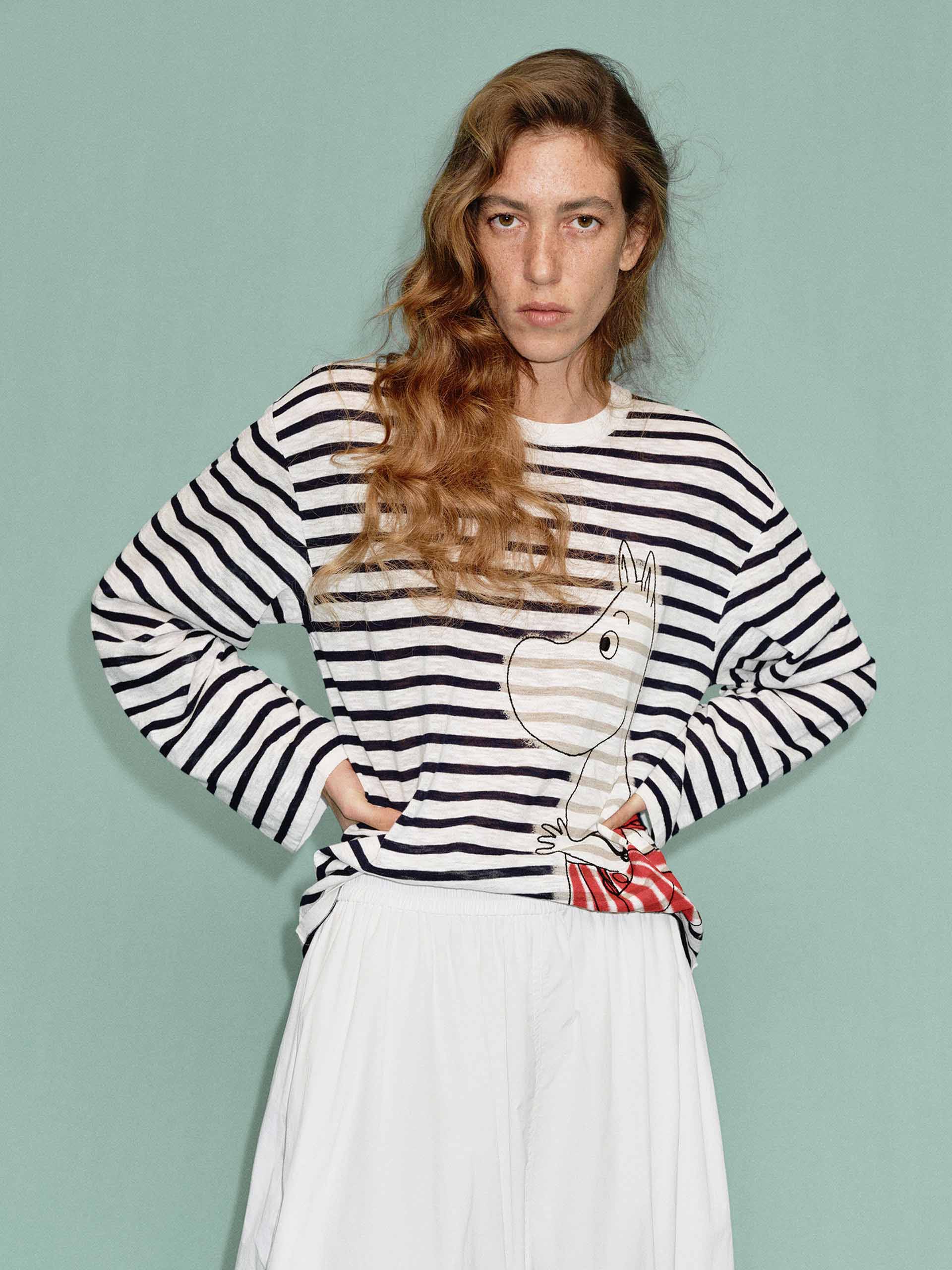 Cartoon Printed Striped Sweater - Image 7