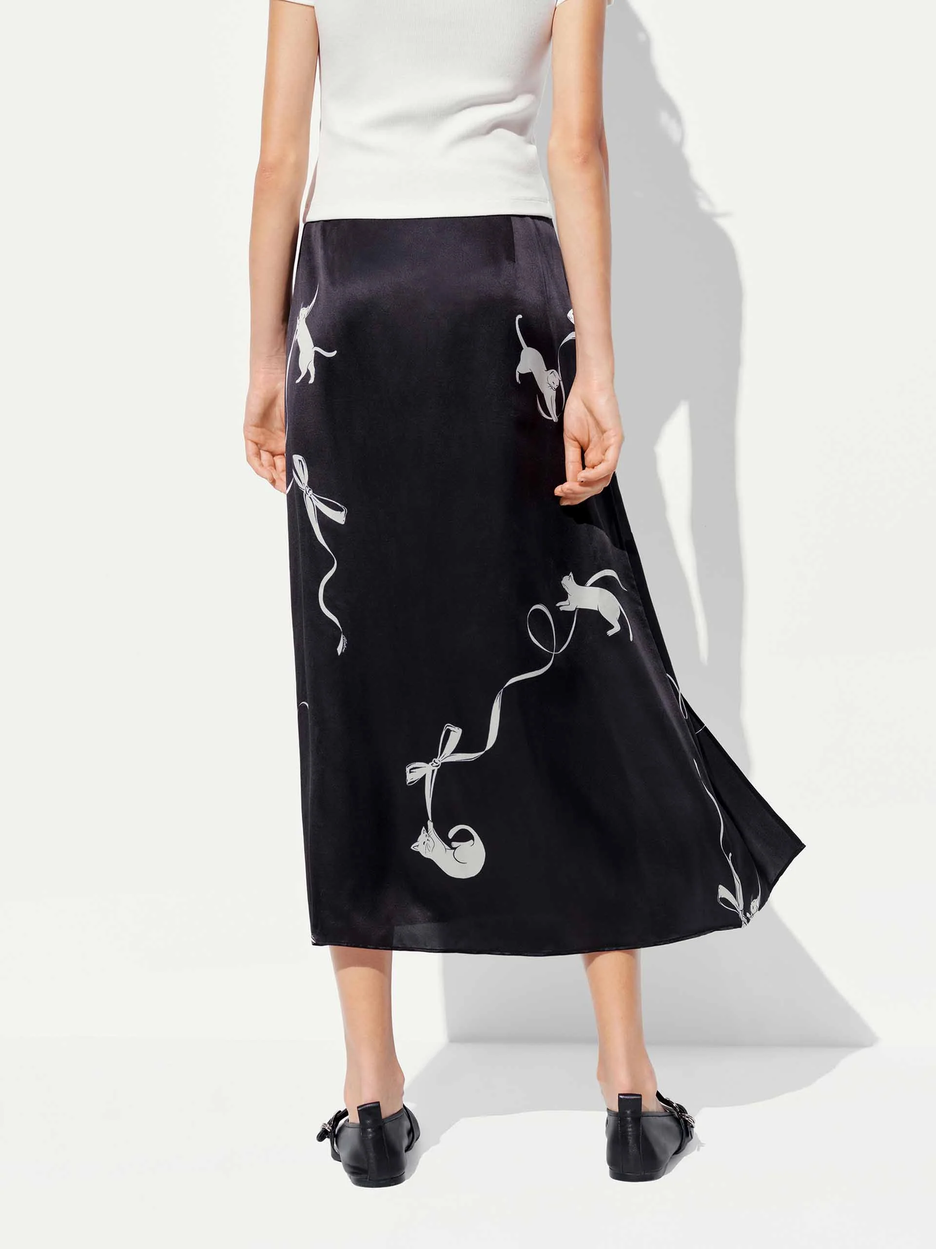 Cat Pattern Satin Skirt - Image 6