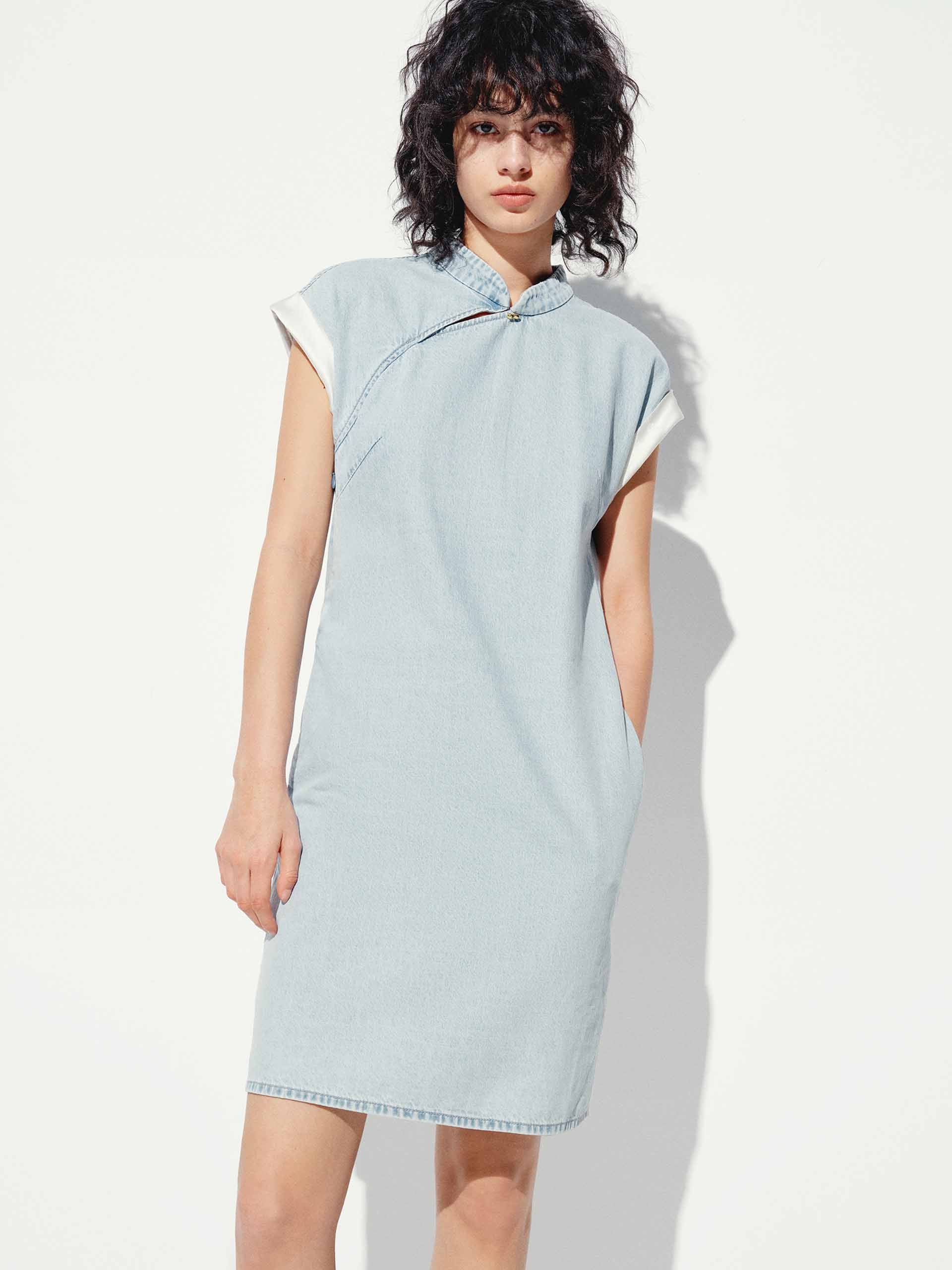 Cheongsam Denim Mini Dress