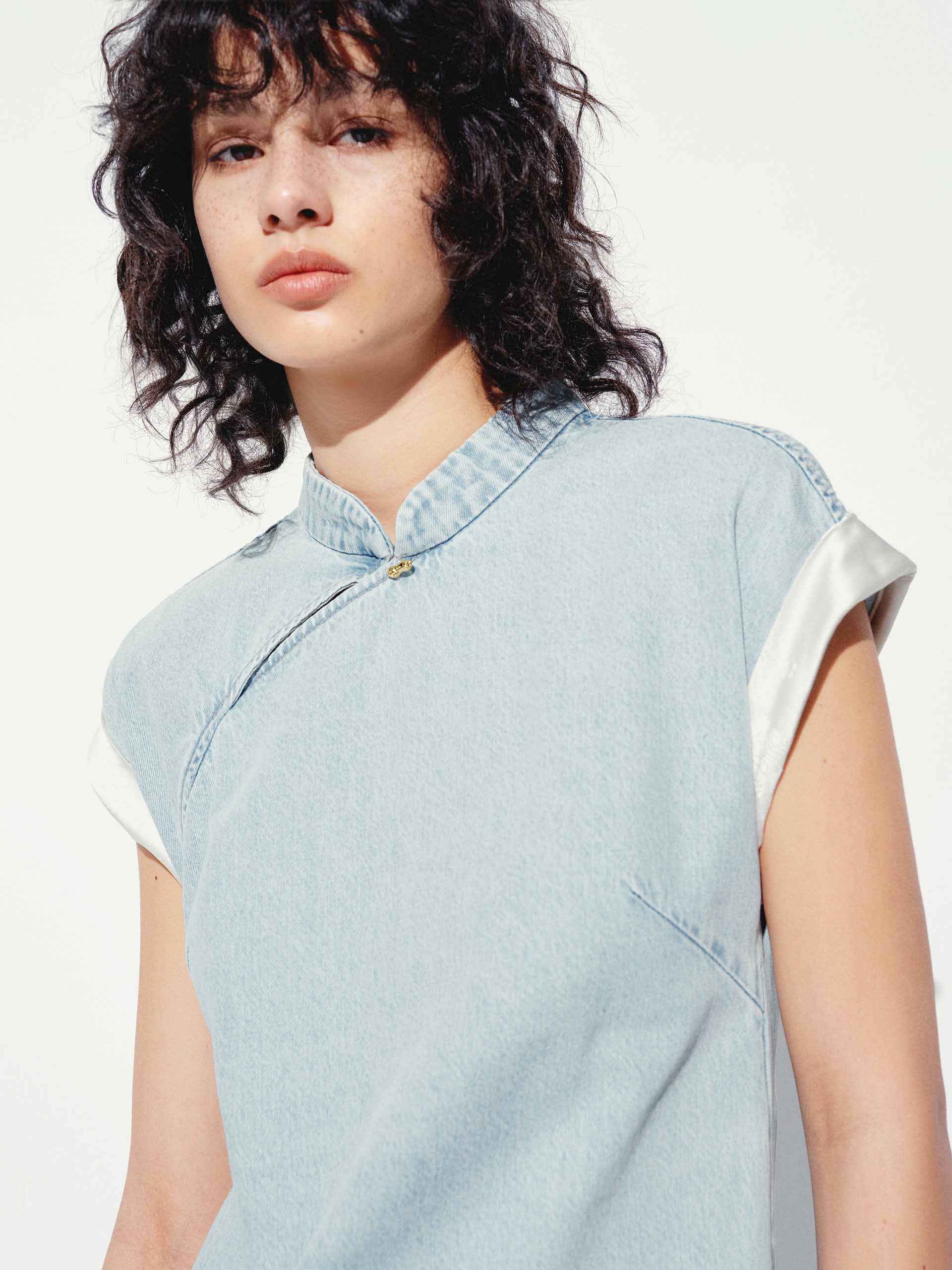 Cheongsam Denim Mini Dress - Image 7