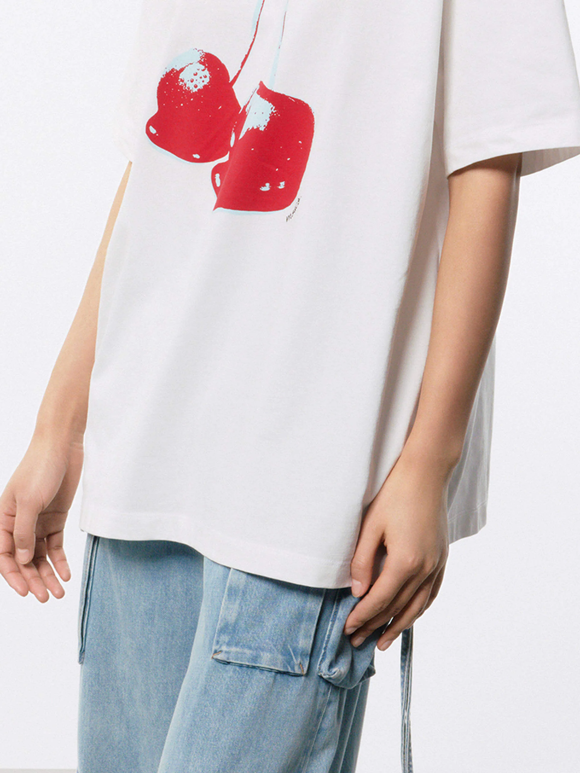 Cherries Pattern Cotton T-shirt - Image 24