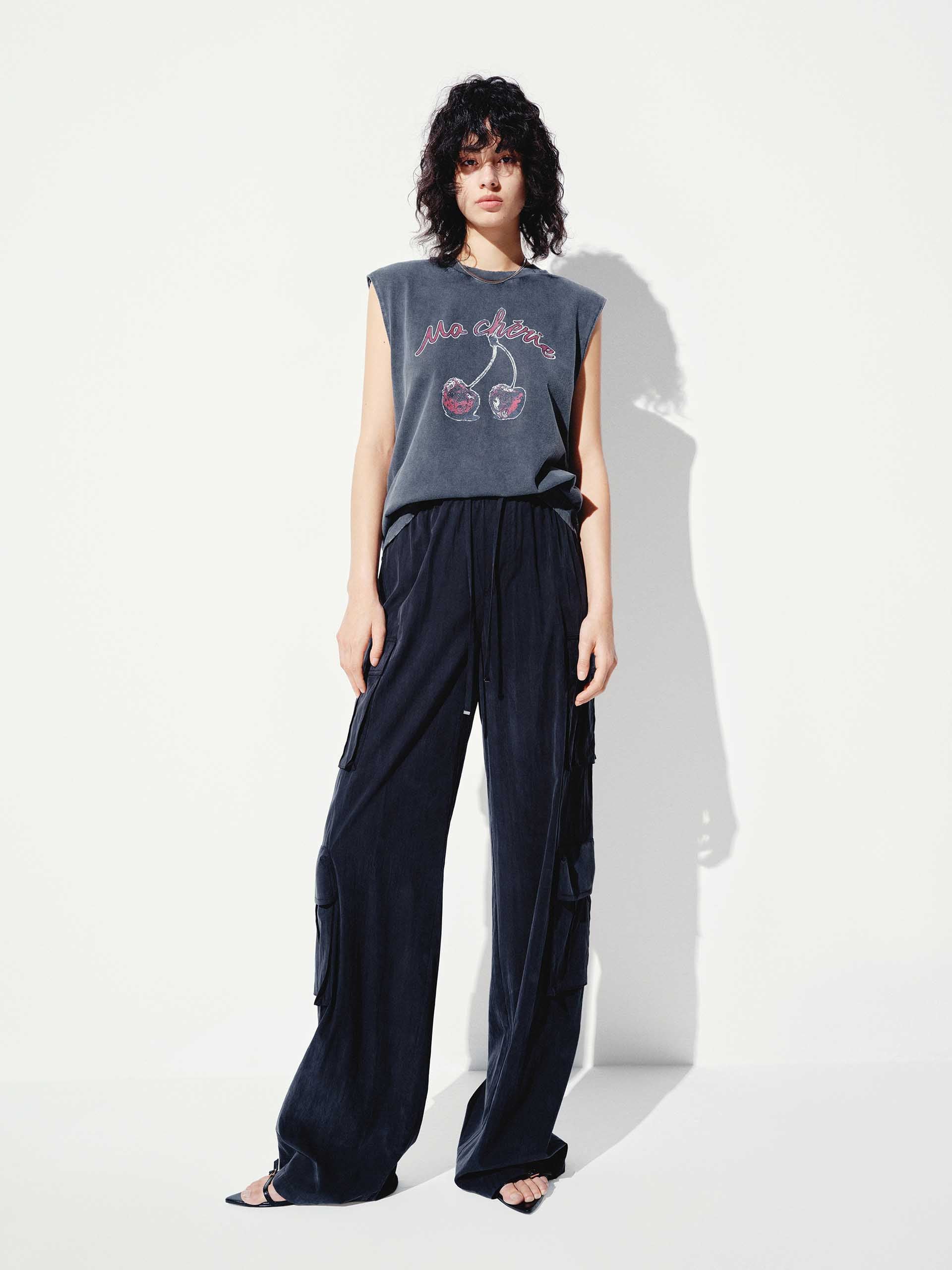 Cherry Sleeveless Cotton T-shirt - Image 2