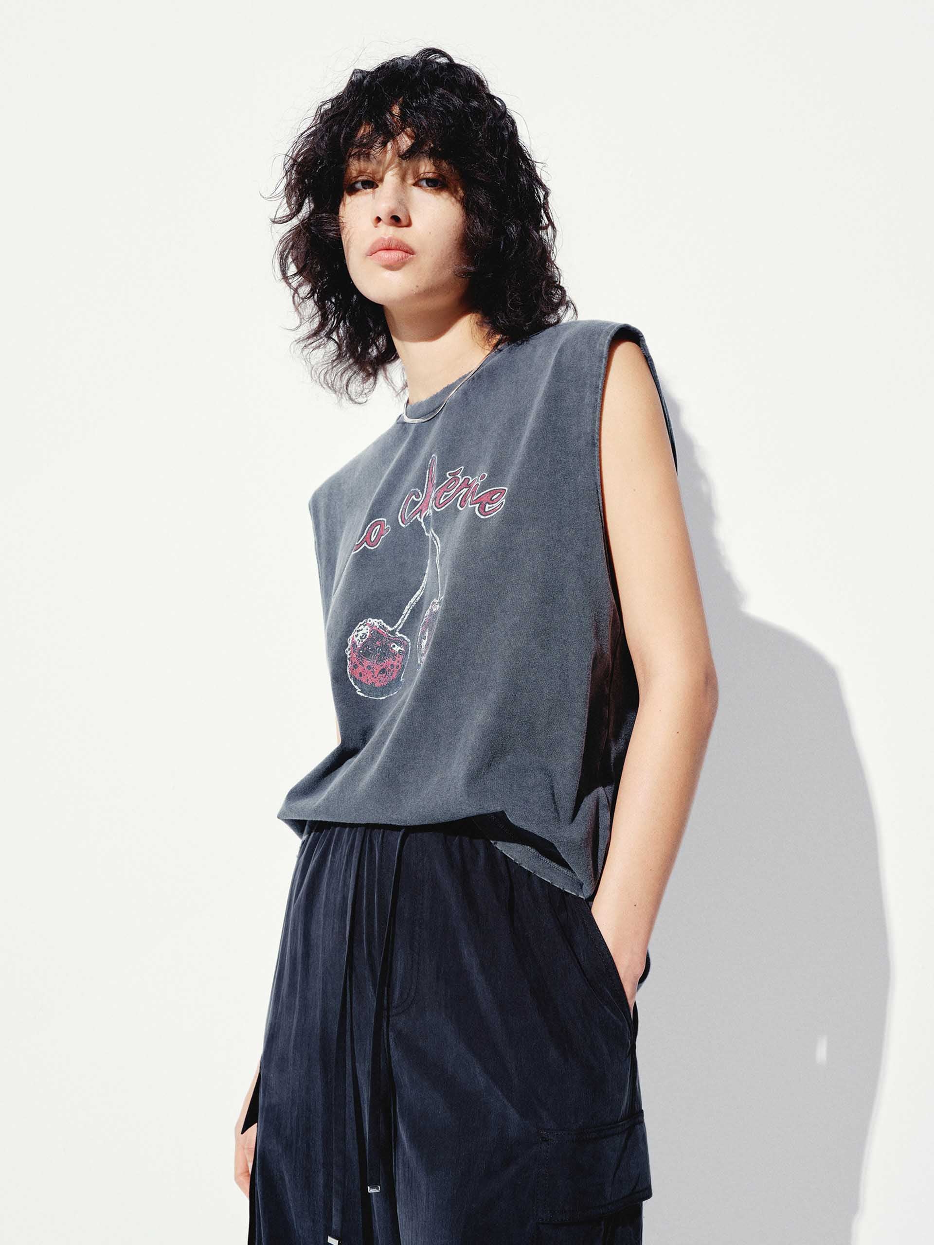 Cherry Sleeveless Cotton T-shirt - Image 3
