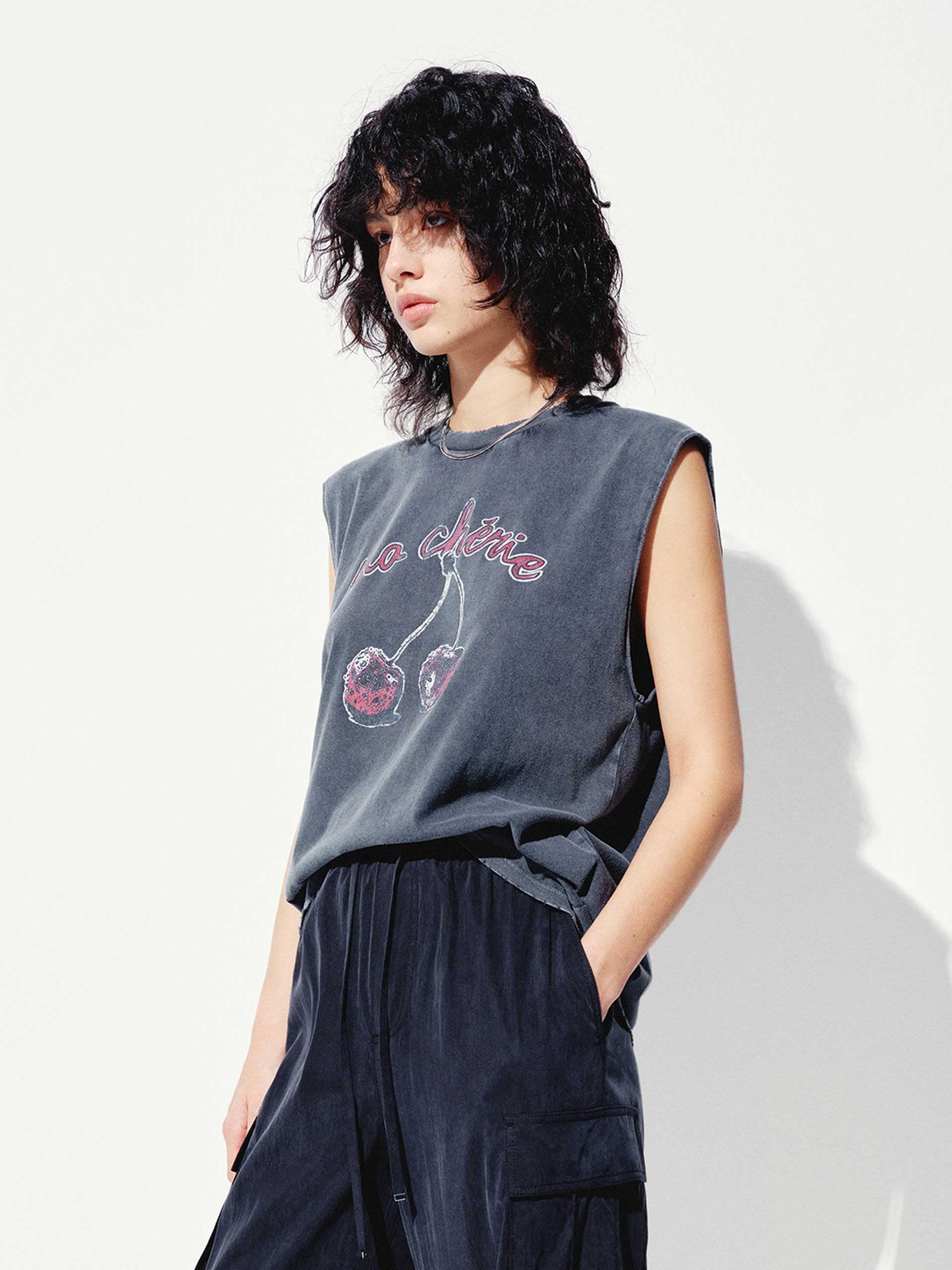 Cherry Sleeveless Cotton T-shirt - Image 8