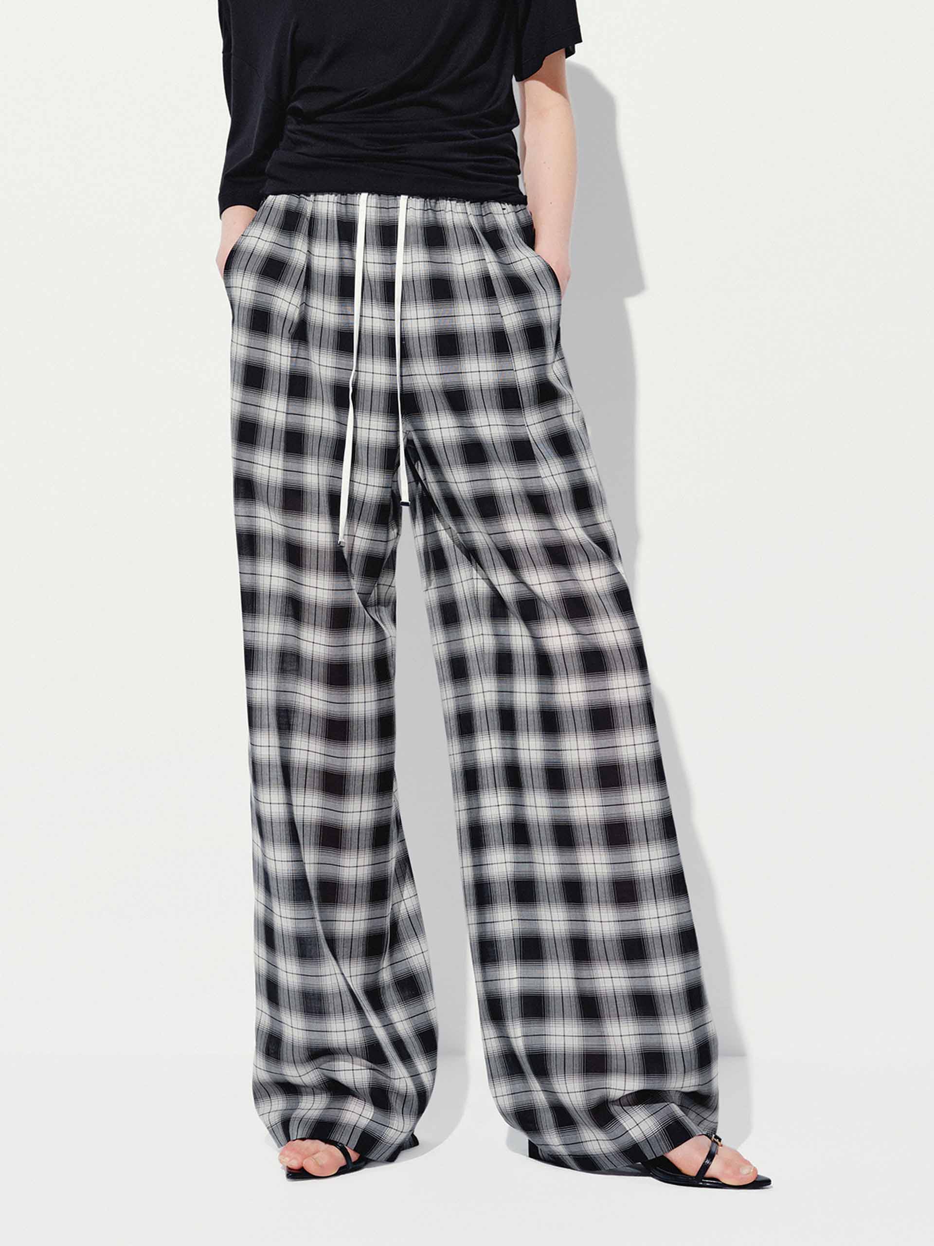 Checked Drawstring Trousers