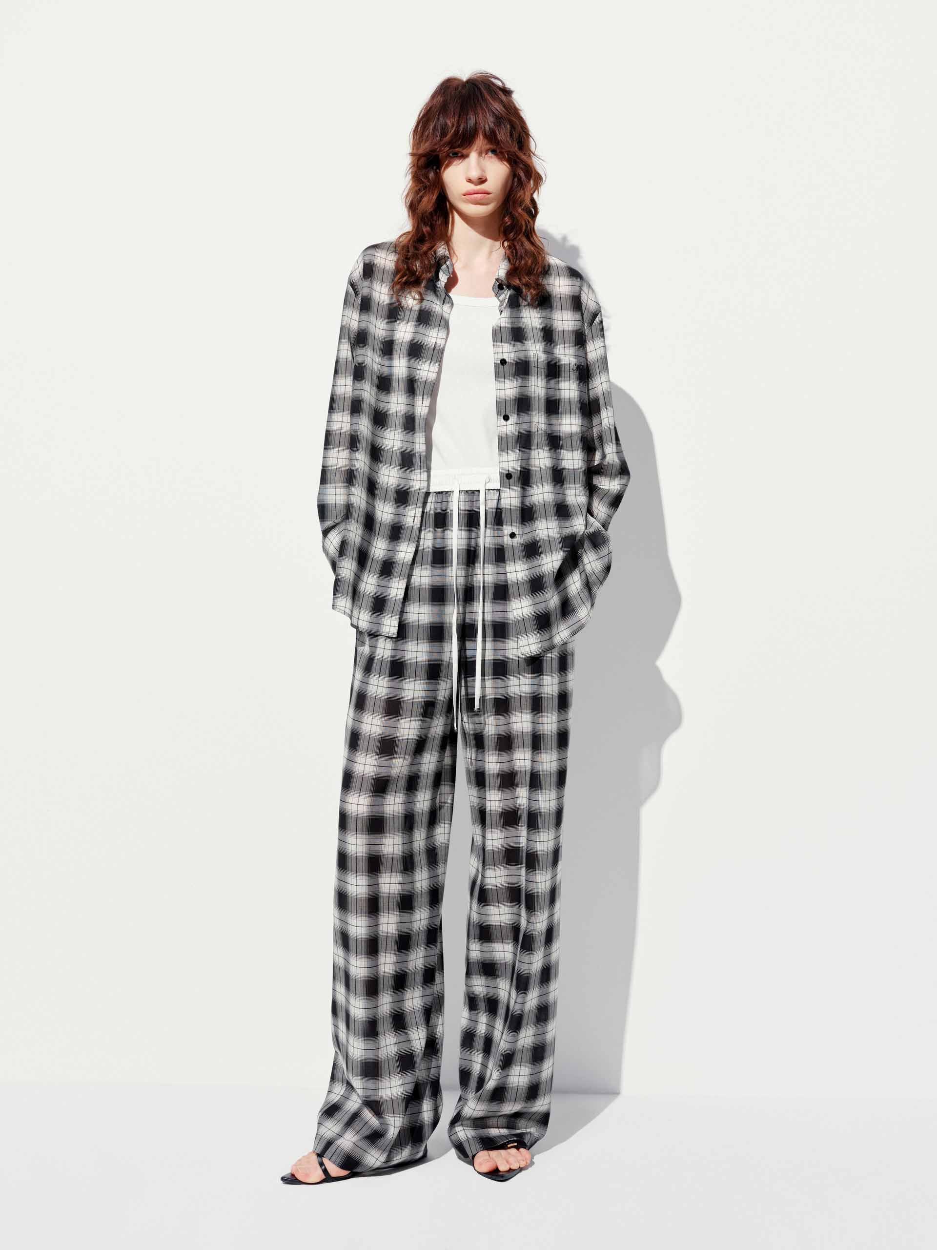Checked Drawstring Trousers - Image 2