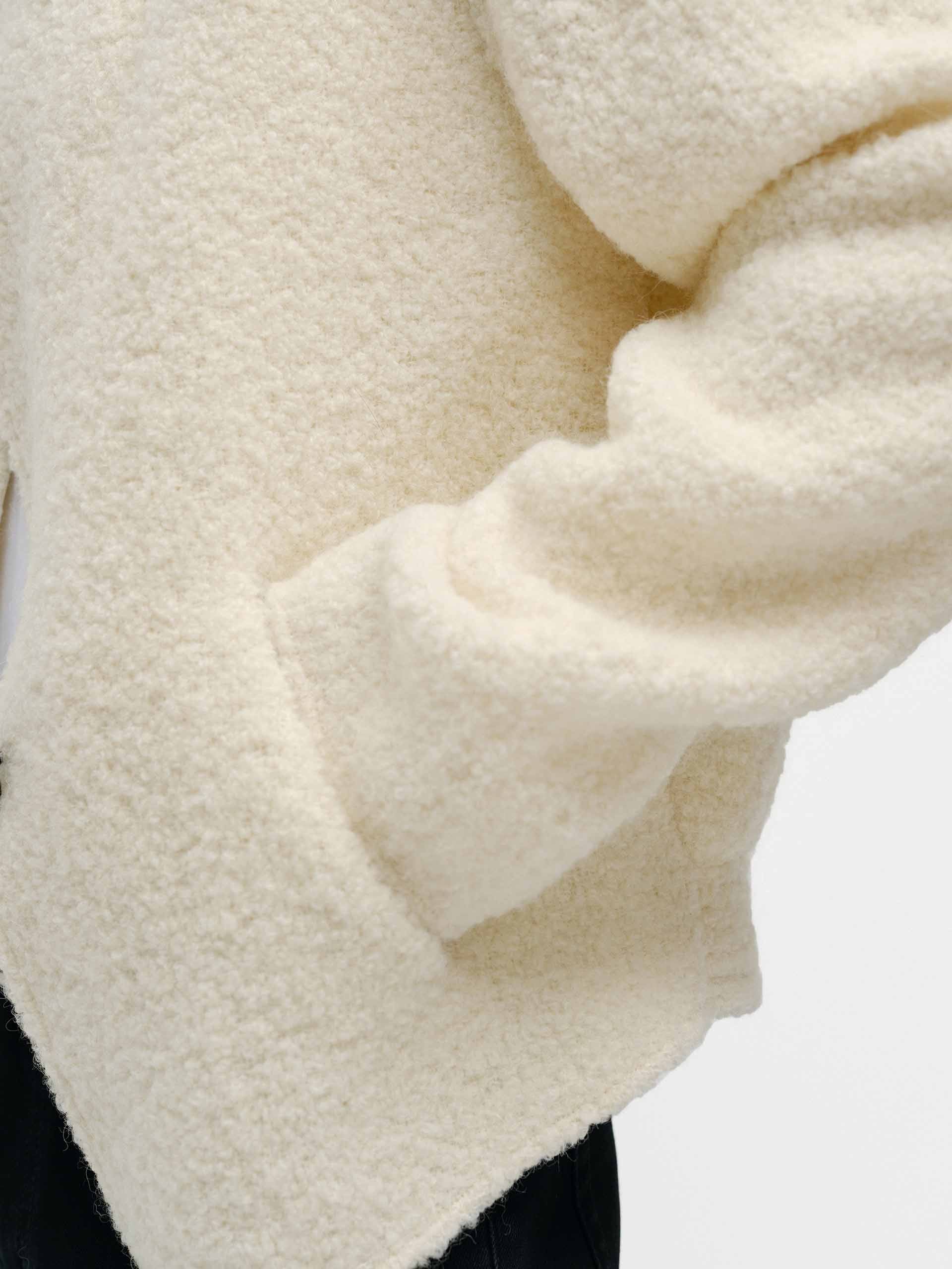 Collarless Boucle Knit Coat - Image 6