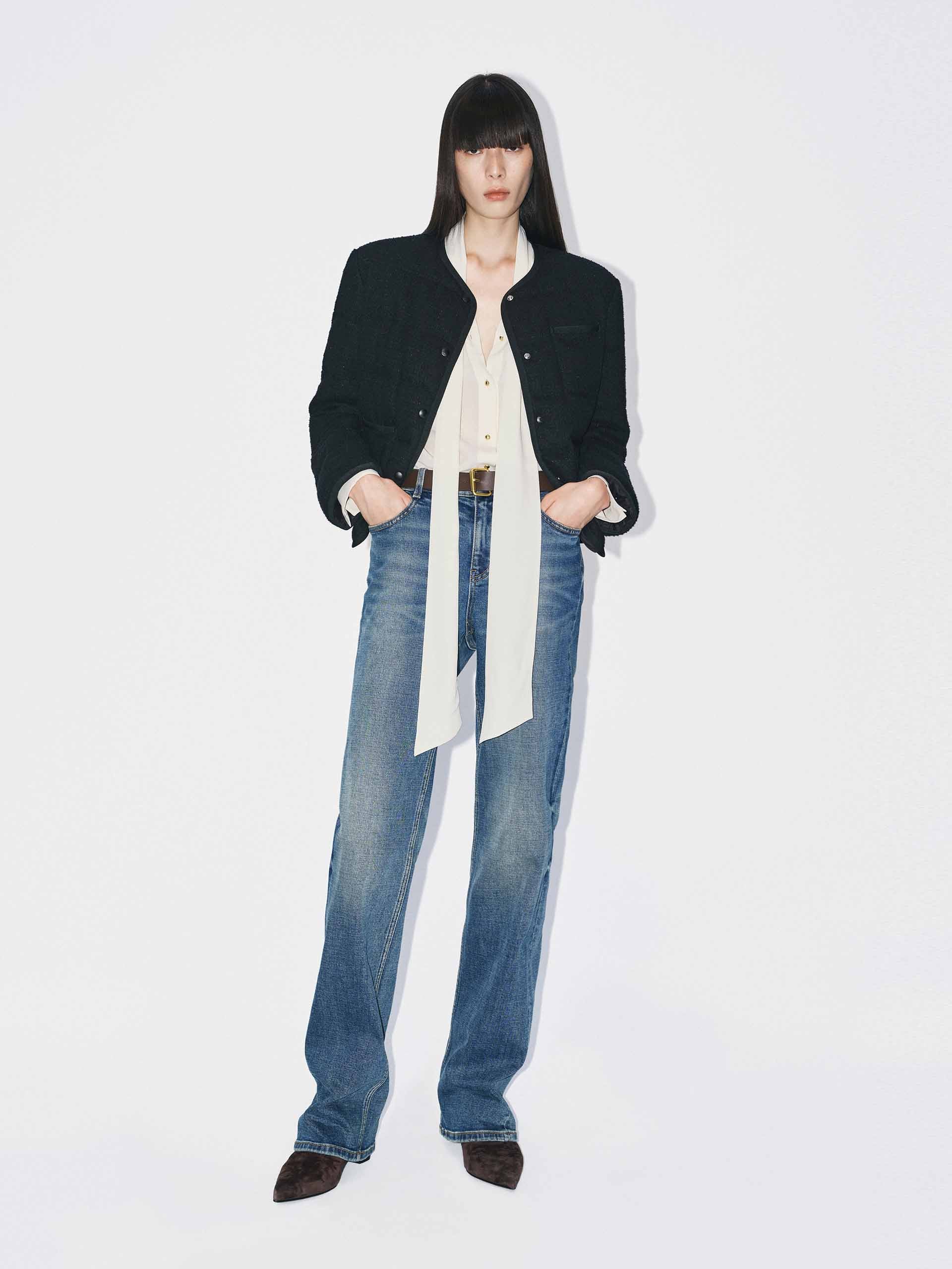 Collarless Cropped Down Jacket - Image 10