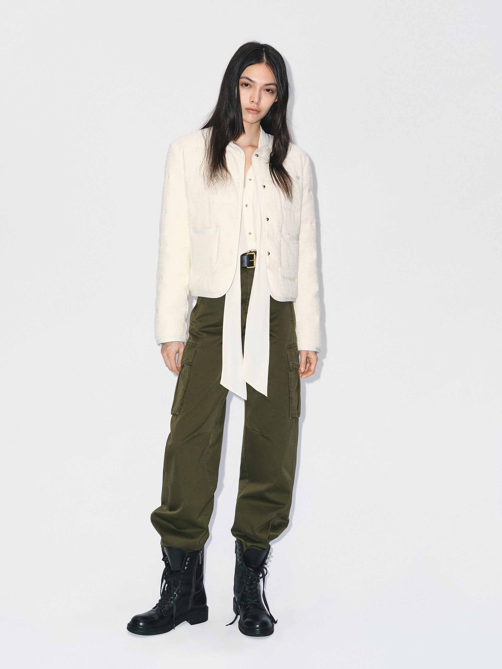 Collarless Cropped Down Jacket - Image 2